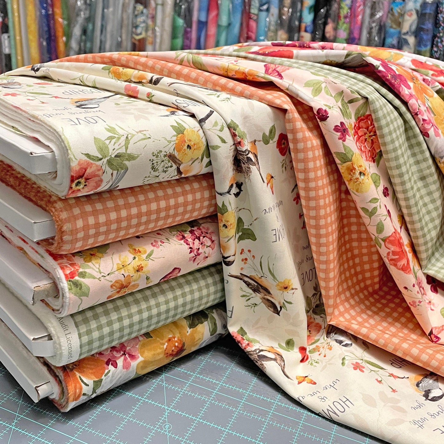 Floral Bird Fabric - Blessed by Nature Collection - Wilmington Prints - 100% Cotton