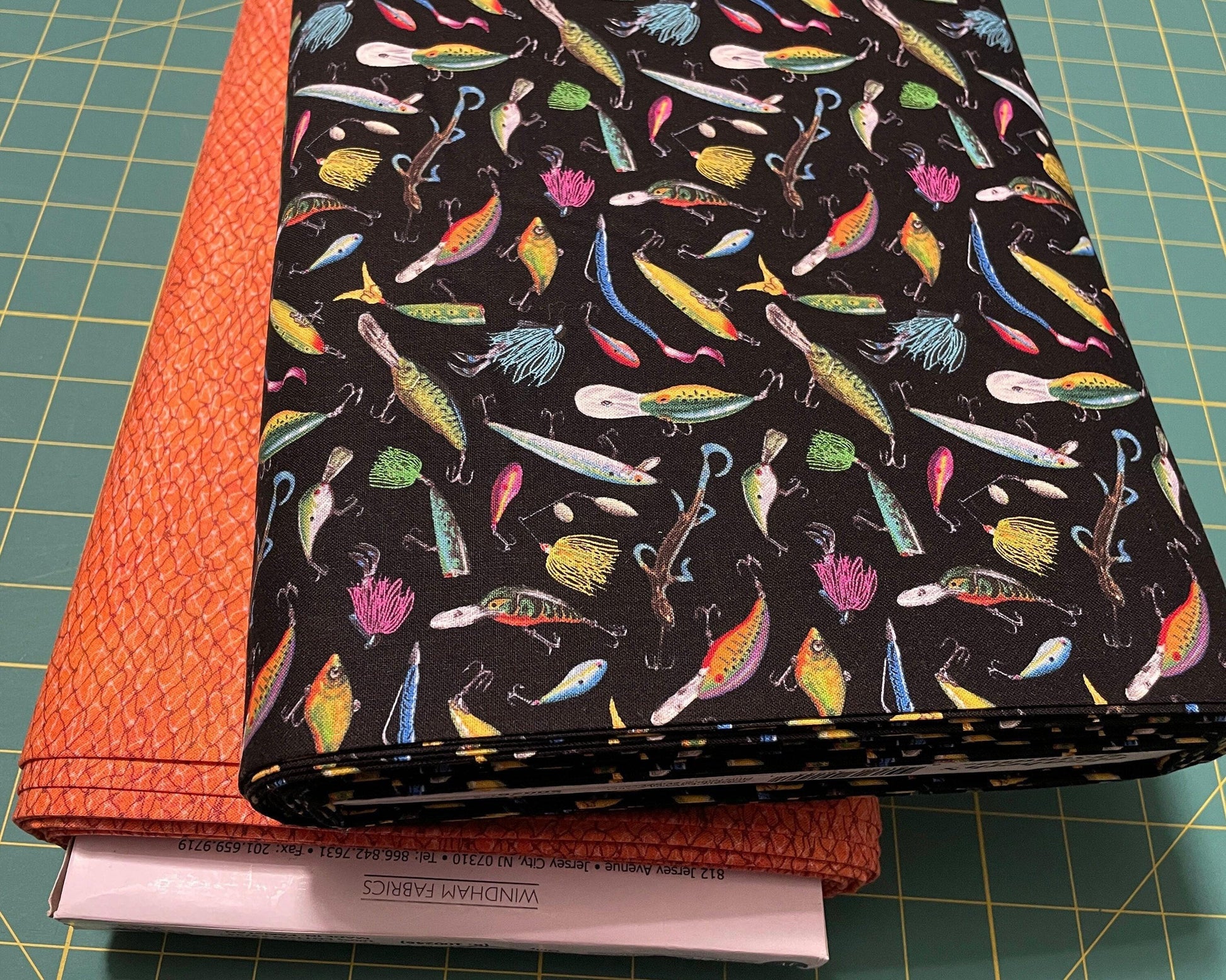 Fishing Lures - Tight Lines collection by Elizabeth&#39;s Studio - 100% Cotton Fabric - Hard lure fishing theme fishing material -SHIPS NEXT DAY