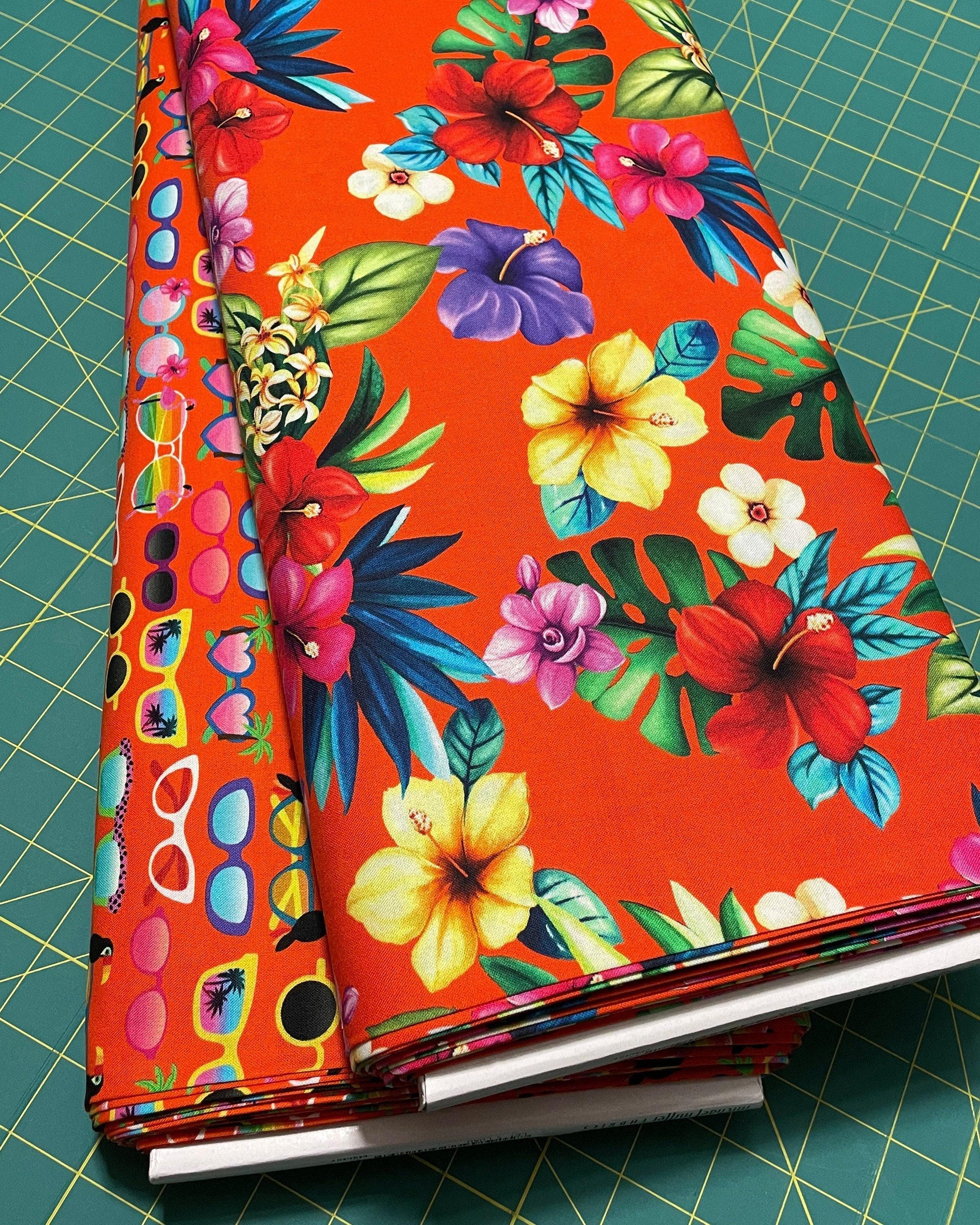 Hawaiian shirt material - Beach fabric - Let's Get Tropical by Michael Miller - 100% Cotton Fabric - Pool Party Luau Floral