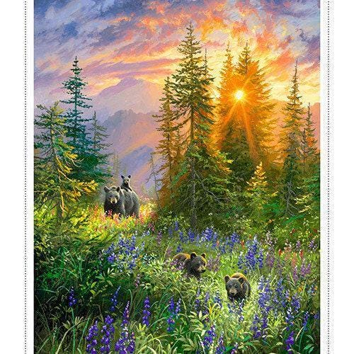 Bear Panel - 43" x 36" wide - 100% Cotton - Shining Sea Panel - 3 Wishes Fabrics