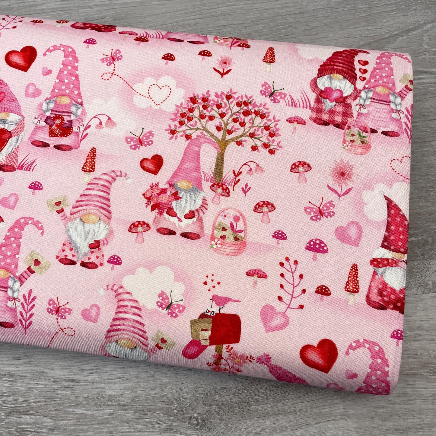 Valentine Gnome Fabric - Timeless Treasures - Gnome One Like You collection - 100% Cotton - Valentine's Day