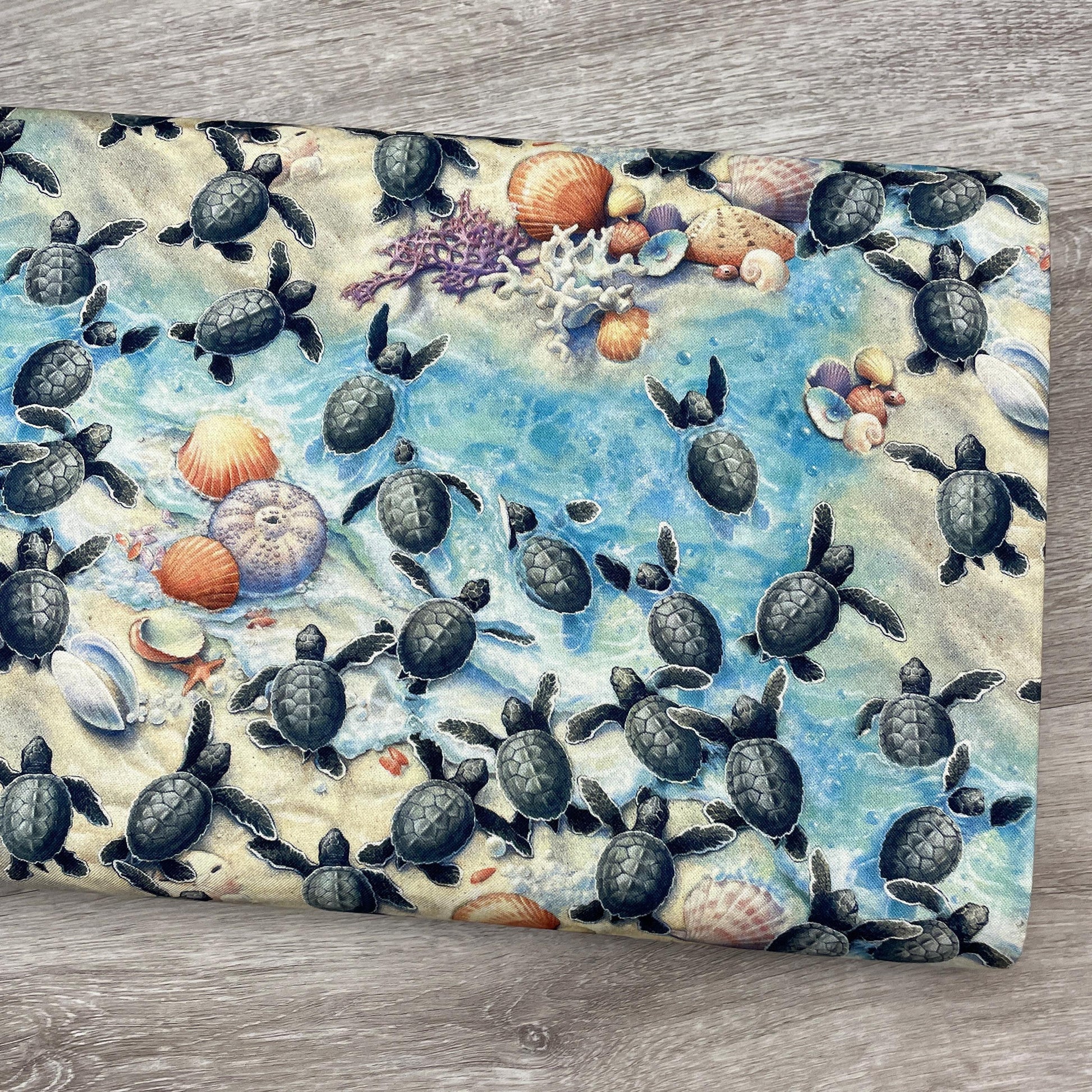 Sea Turtle Fabric - Race to Safety - 100% Cotton