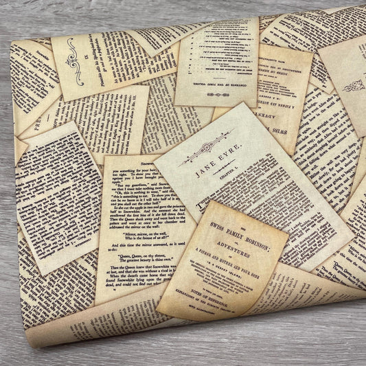 Classic Book Page Fabric - Robert Kaufman Library of Rarities - 100% Cotton