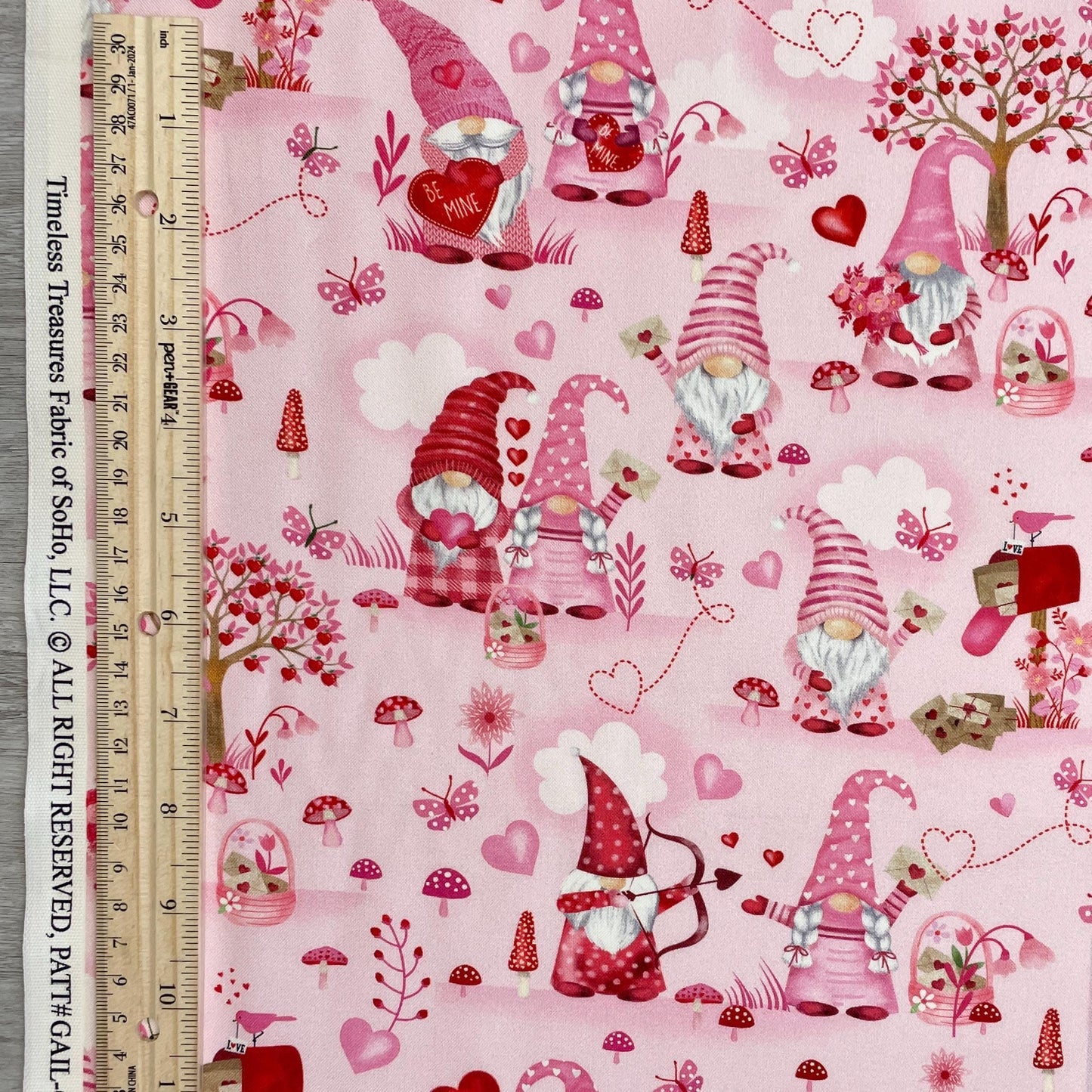 Valentine Gnome Fabric - Timeless Treasures - Gnome One Like You collection - 100% Cotton - Valentine's Day