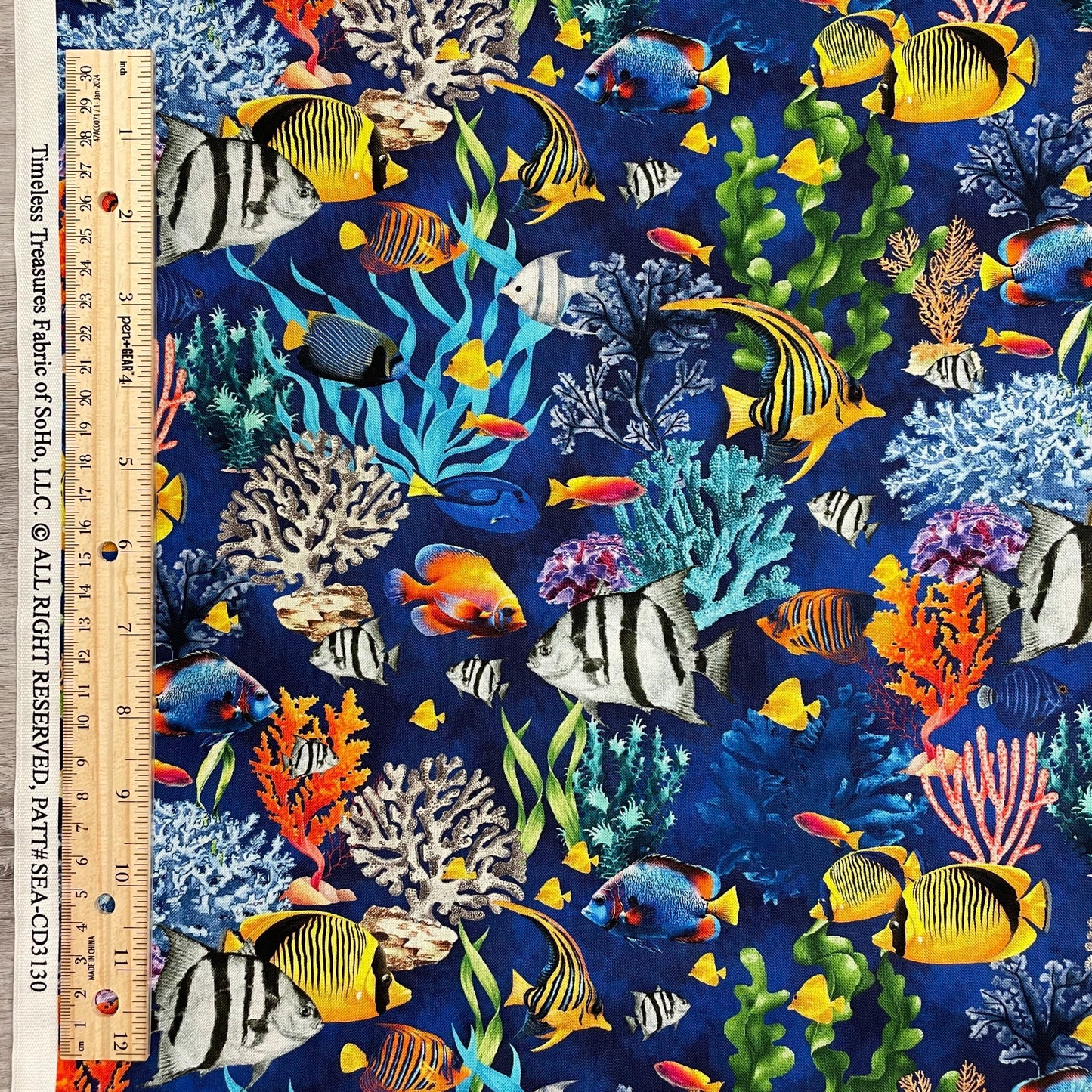 Coral Reef Life - Timeless Treasure - Fish Fabric - 100% Cotton - Ocean Fabric Beach Print Sea Life