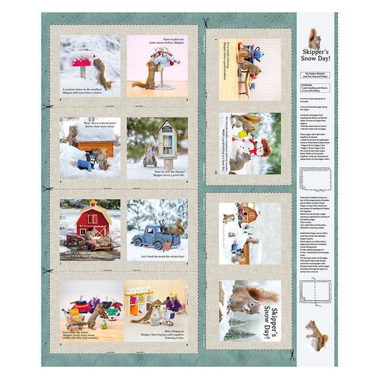 Secret Life of Squirrels II Fabric Book Panel 36" x 43" - Clothworks - Y4219-61 Light Taupe - Cloth book panels to sew