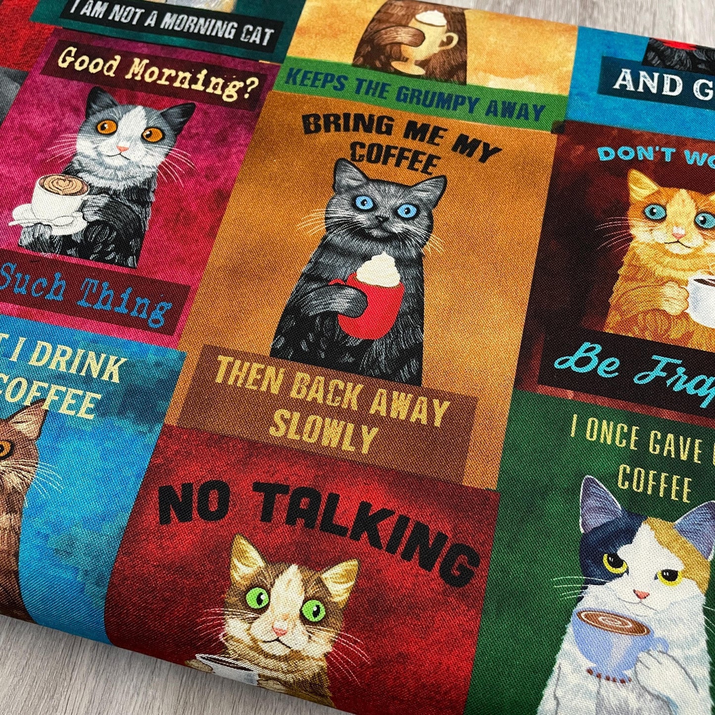 Coffee Cats Fabric - Timeless Treasures - 100% Cotton - Caffeine Cats - Cat Sayings
