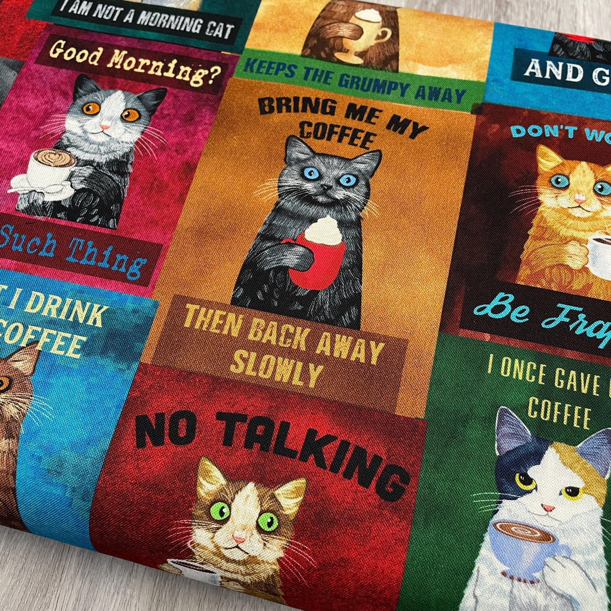 Coffee Cats Fabric - Timeless Treasures - 100% Cotton - Caffeine Cats - Cat Sayings