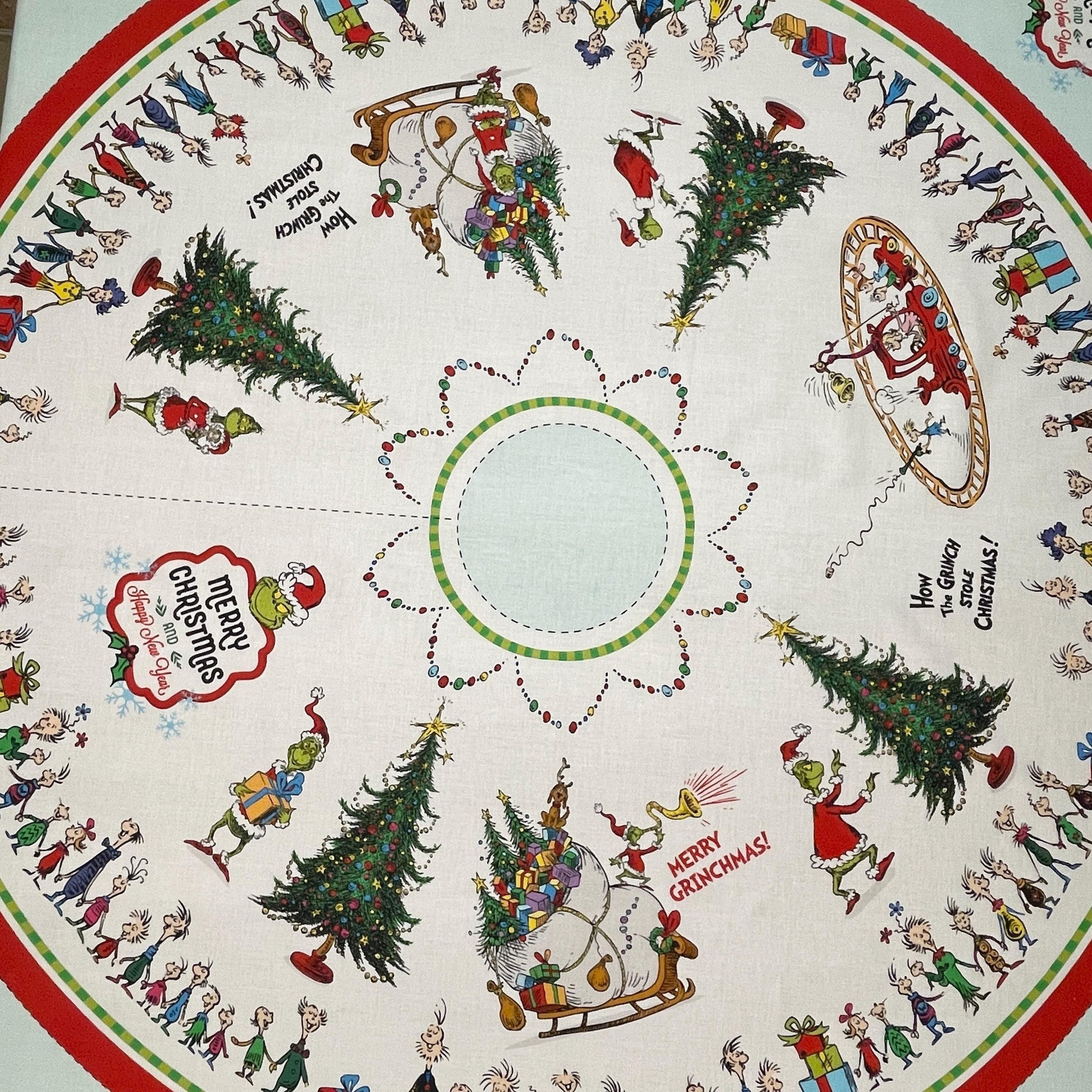 Grinch Tree Skirt Fabric Panel - YOU SEW - 46" x 44" - Robert Kaufman - How the Grinch Stole Christmas - 100% cotton