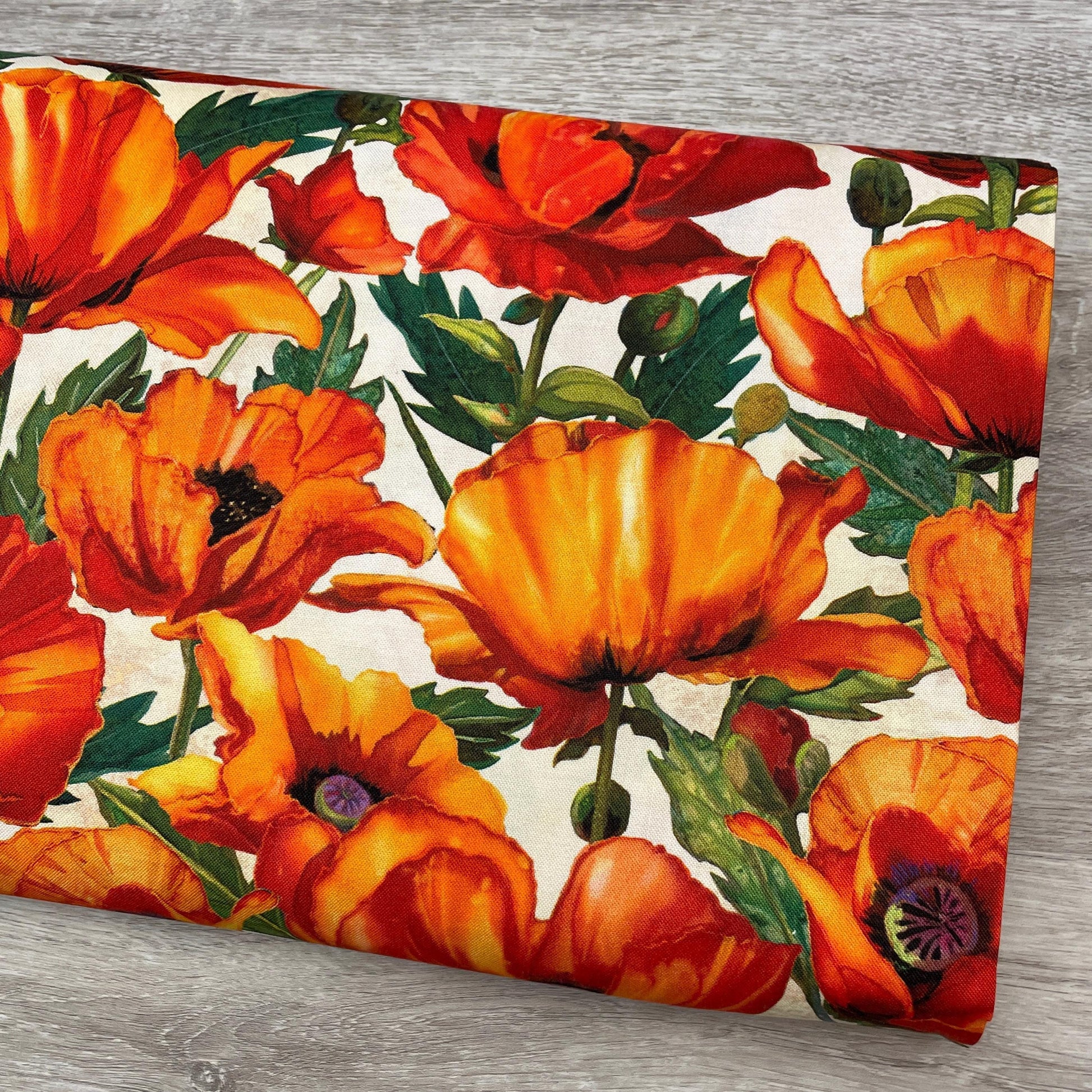 Packed Poppies on Cream Fabric - Northcott - Charisma Collection