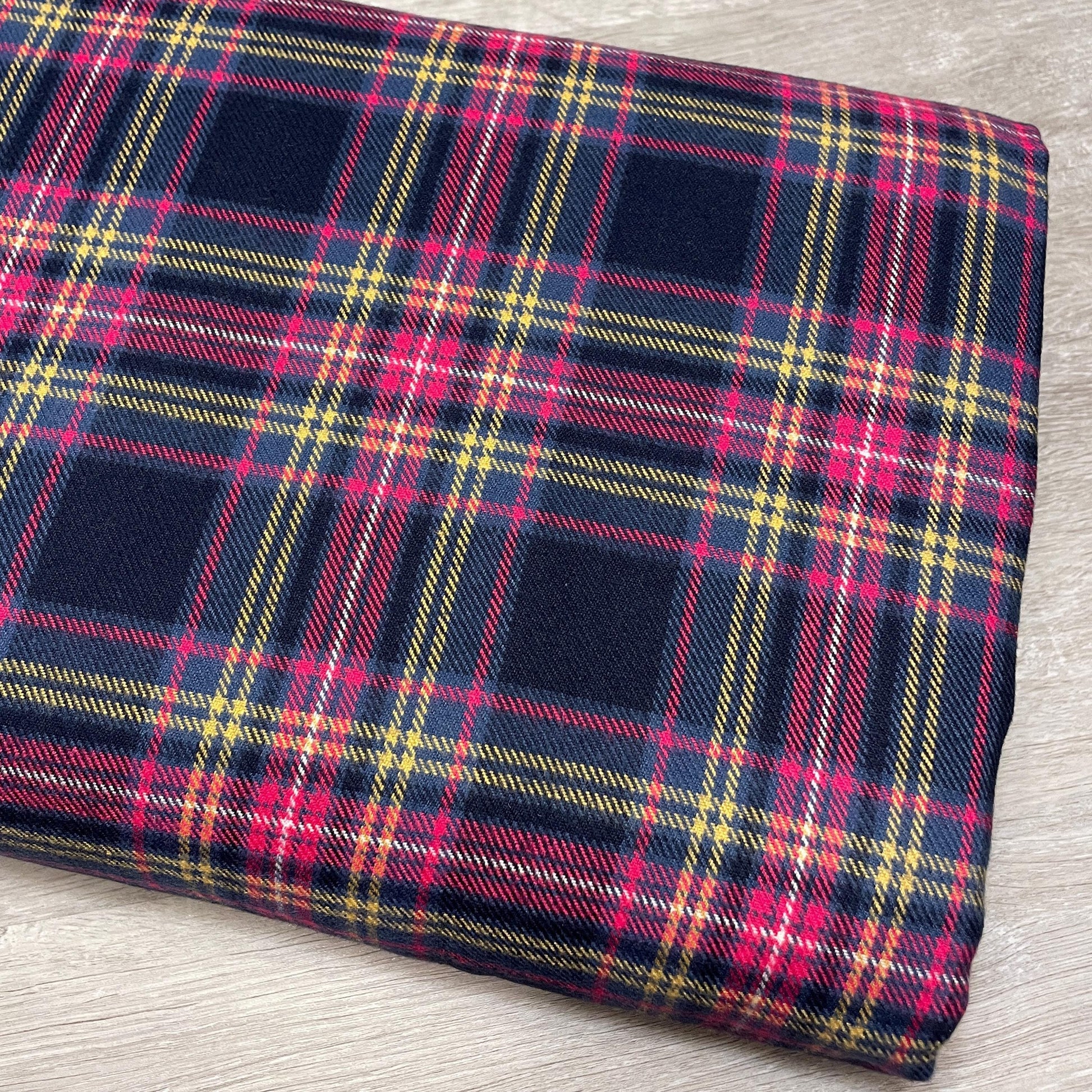 Plaid Navy FLANNEL Fabric - Marcus Fabrics - 100% Cotton Fabric