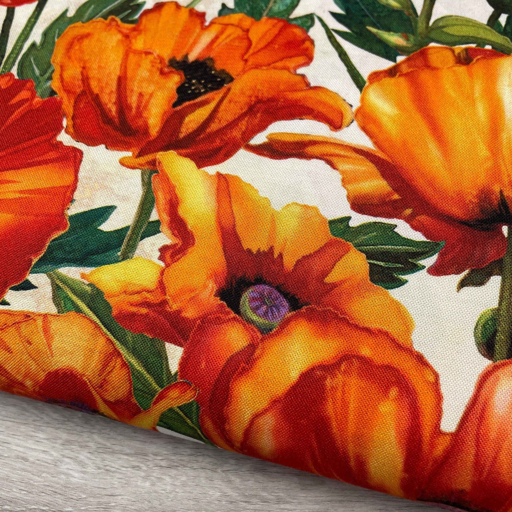 Packed Poppies on Cream Fabric - Northcott - Charisma Collection