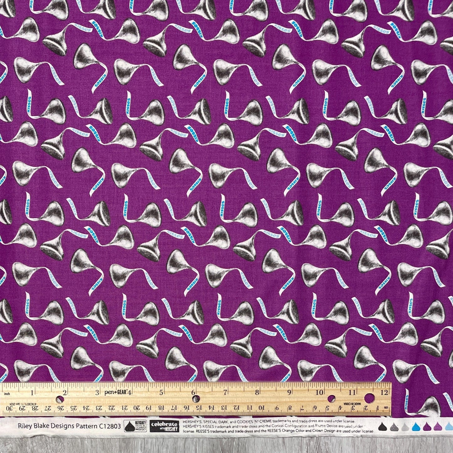 Chocolate Hershey Kisses Fabric - Purple - Celebrate collection