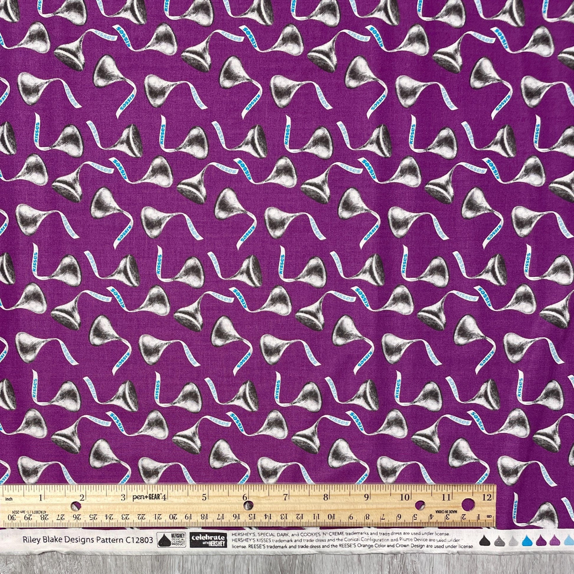 Chocolate Hershey Kisses Fabric - Purple - Celebrate collection