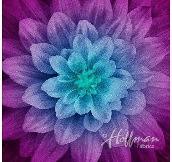 Dream Big Panel &quot;Aurora&quot; by Hoffman Fabrics - 43&quot; Square - 100% cotton fabric - fabric panels floral material quilting - SHIPS NEXT DAY