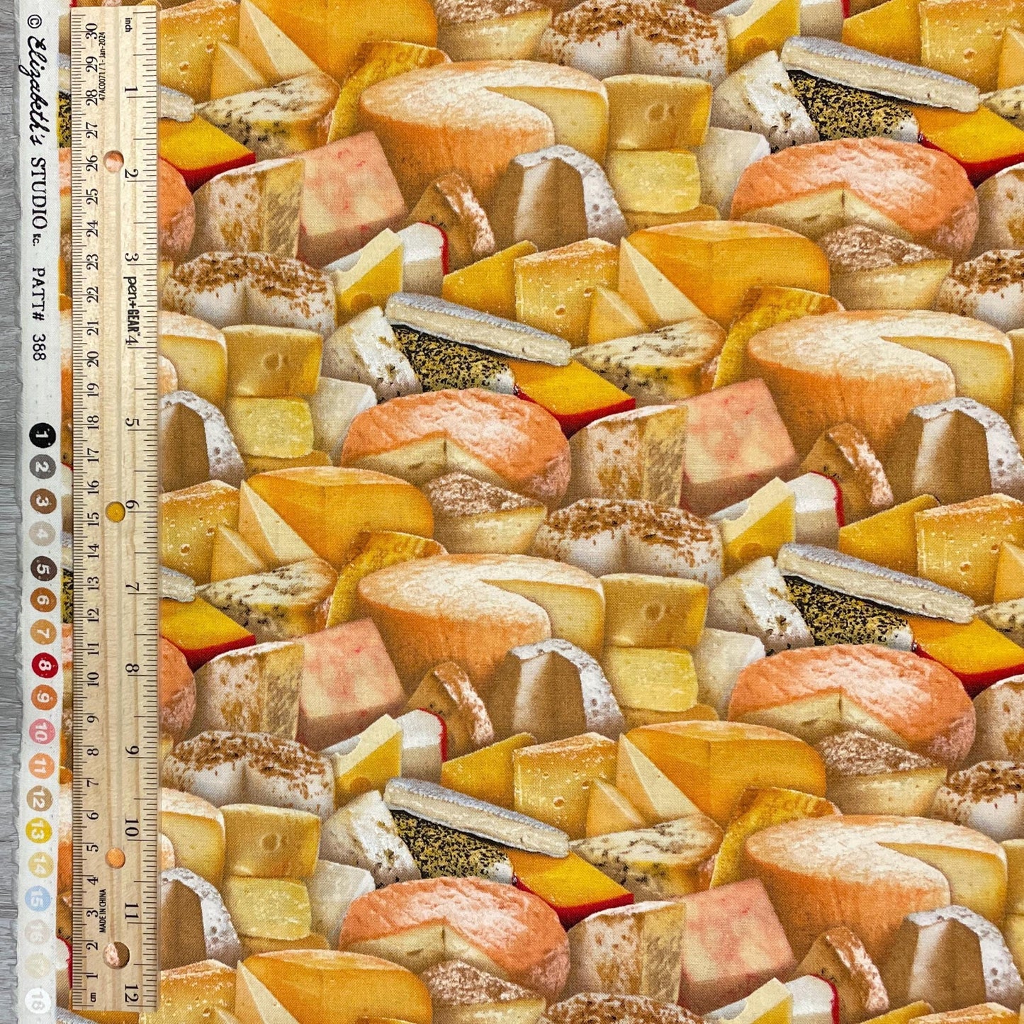 Cheese Fabric - 388 Multi Cheese - Food Festival collection - Elizabeth's Studio - 100% Cotton