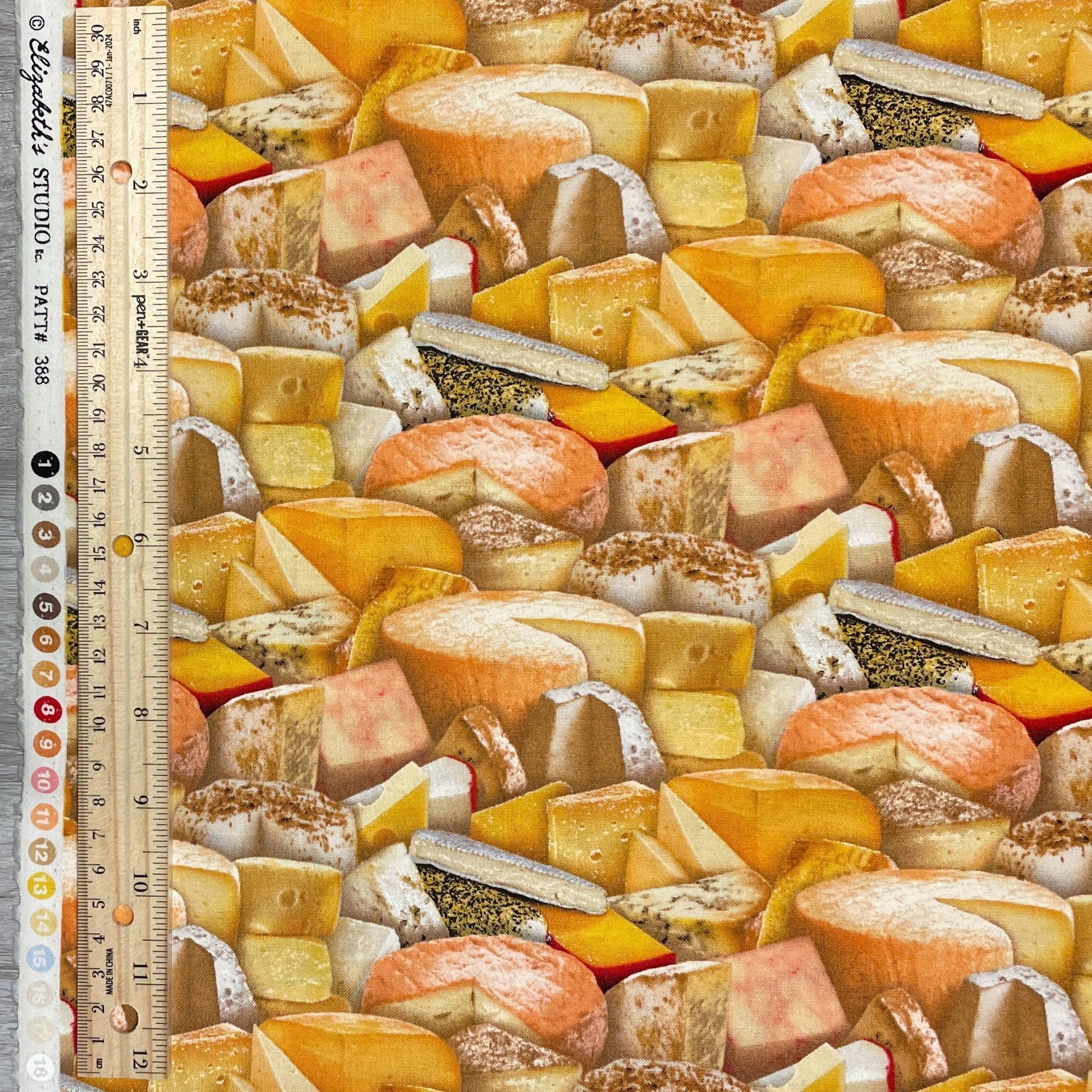 Cheese Fabric - 388 Multi Cheese - Food Festival collection - Elizabeth's Studio - 100% Cotton