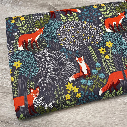 Fox Fabric - Into the Woods GRAY - 100% Cotton - Michael Miller