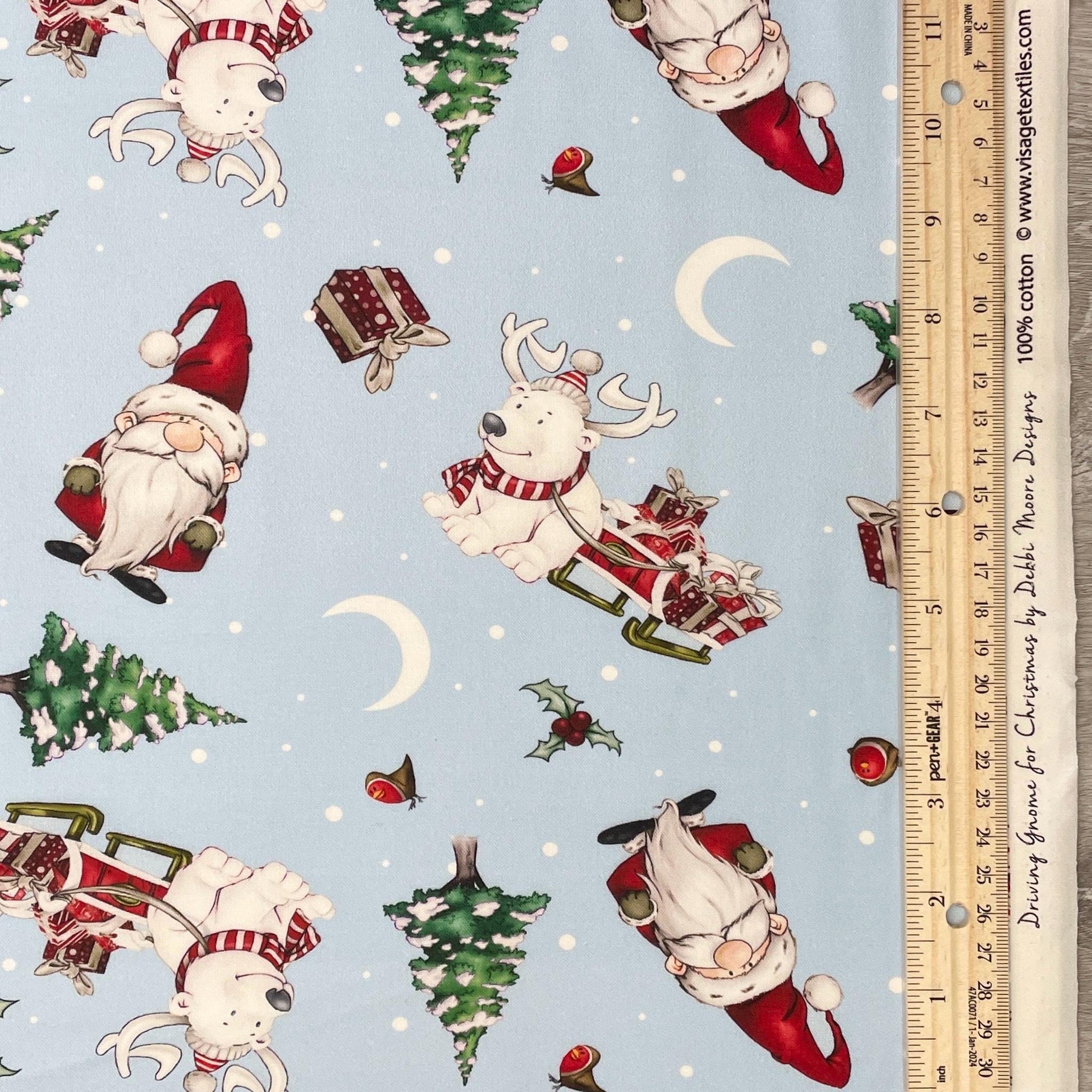 Santa's Sleigh Fabric - Driving Home for Christmas - Craft Cotton Company - 100% cotton fabric