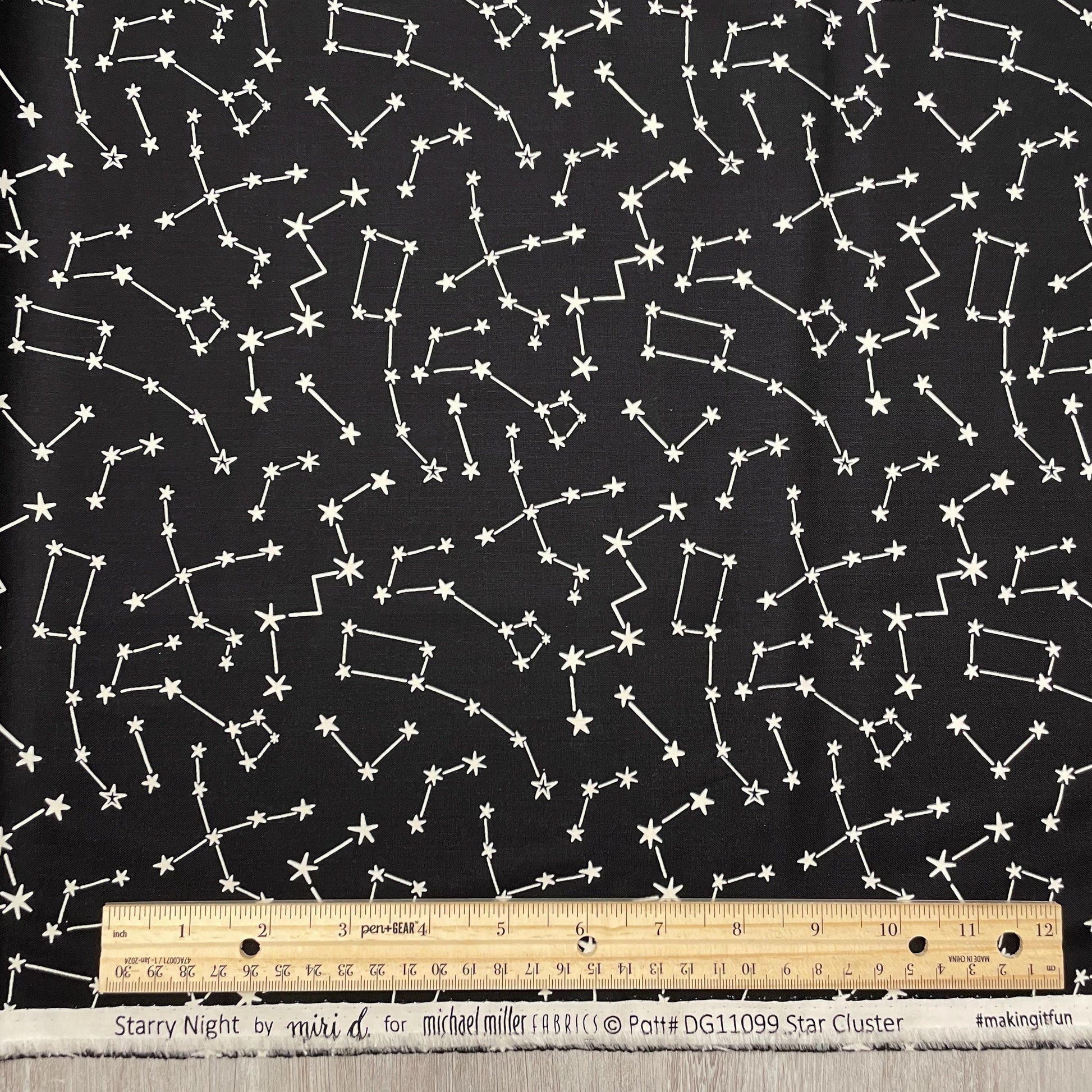 Star Fabric - Michael Miller - Glow in the Dark - Starry Night collection - 100% Cotton - Constellation fabric Night Sky
