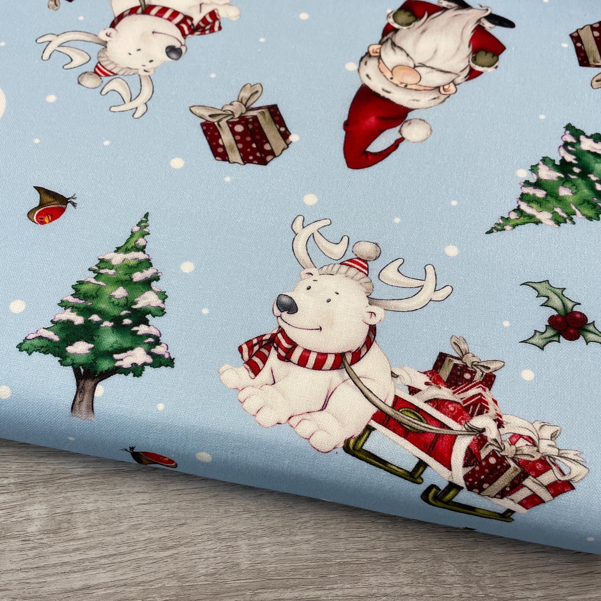 Santa's Sleigh Fabric - Driving Home for Christmas - Craft Cotton Company - 100% cotton fabric