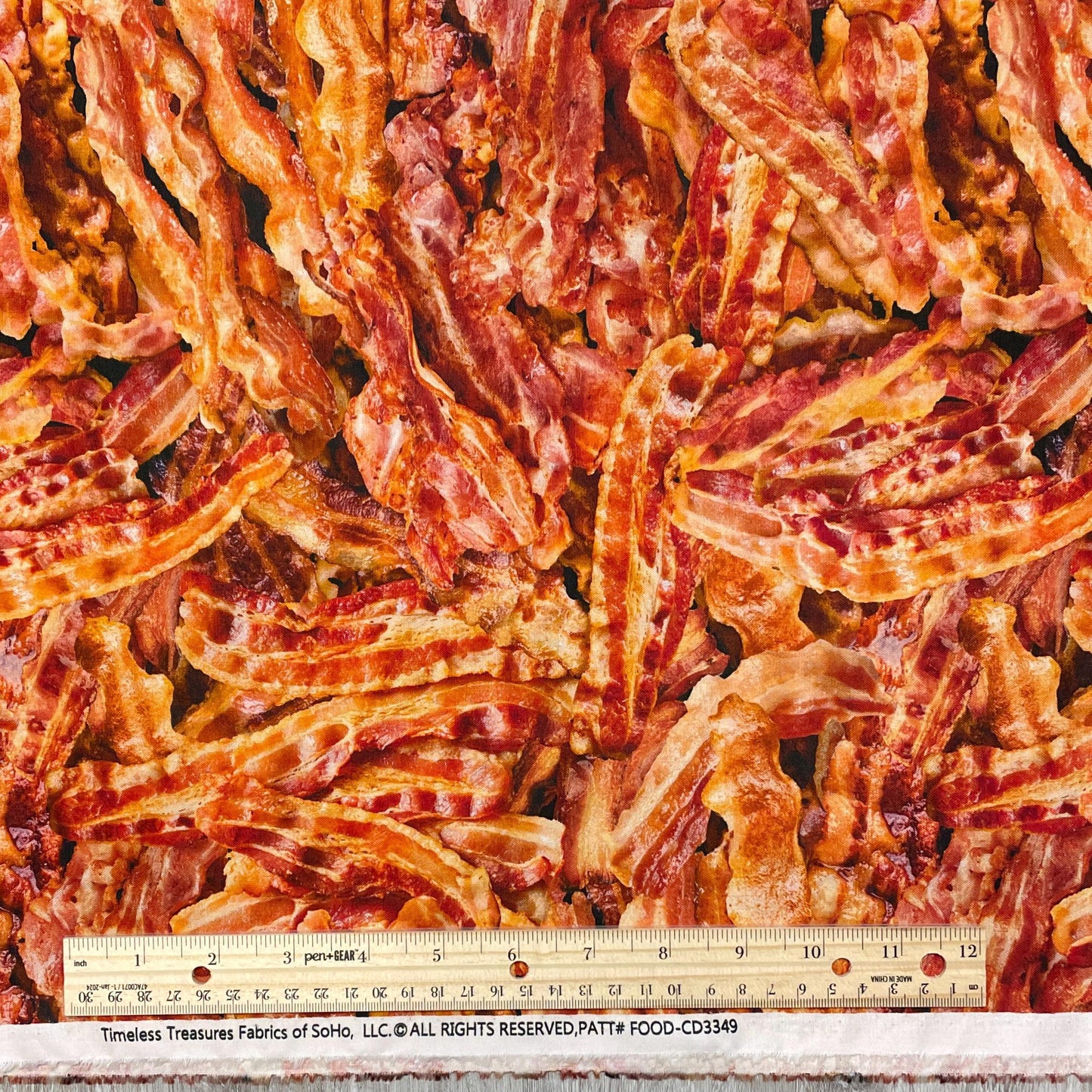 Bacon Fabric - Timeless Treasures - 100% Cotton - What's for Breakfast? - Food Pork Meat