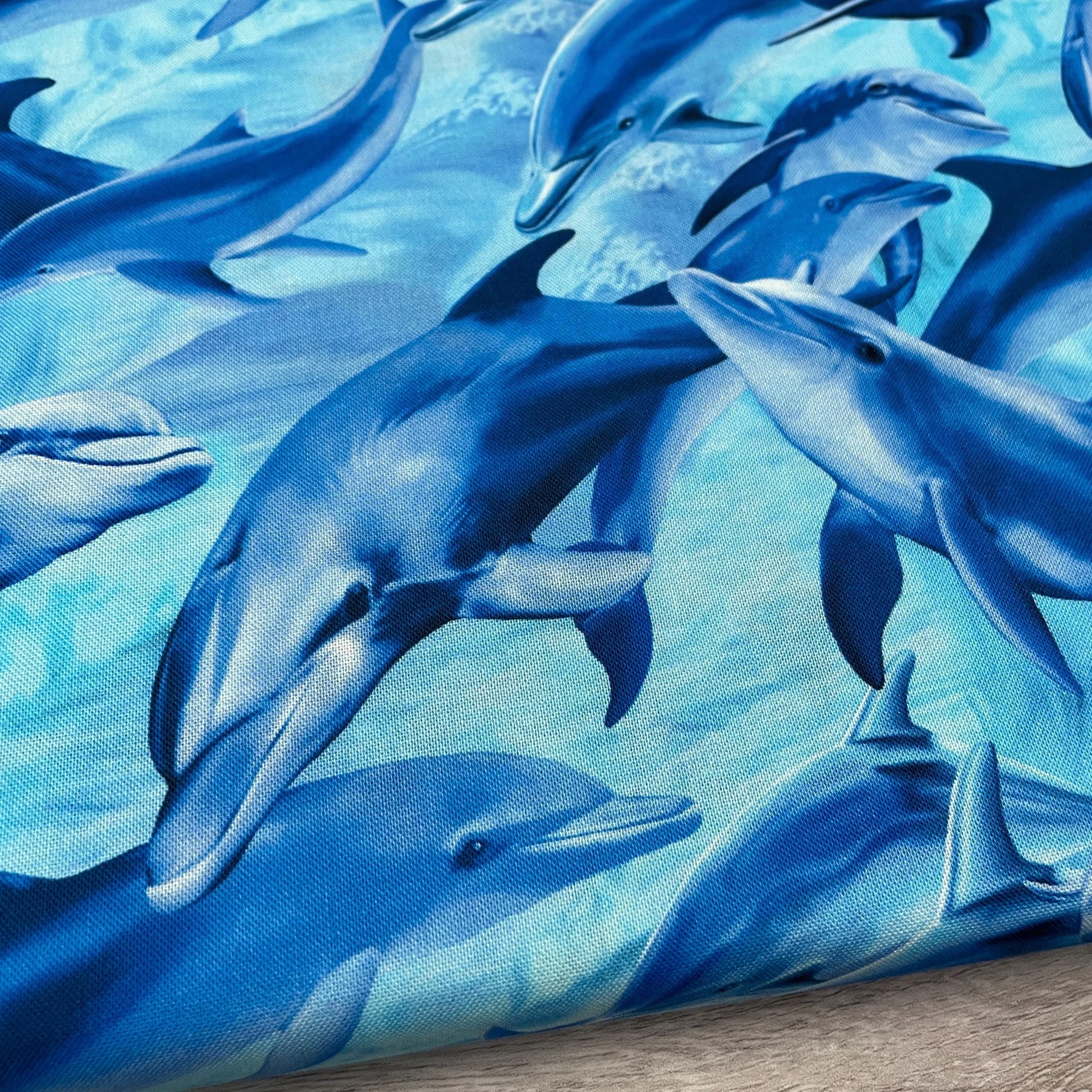 Deep Blue Sea Dolphin Fabric - Michael Searle for Timeless Treasures - 100% Cotton