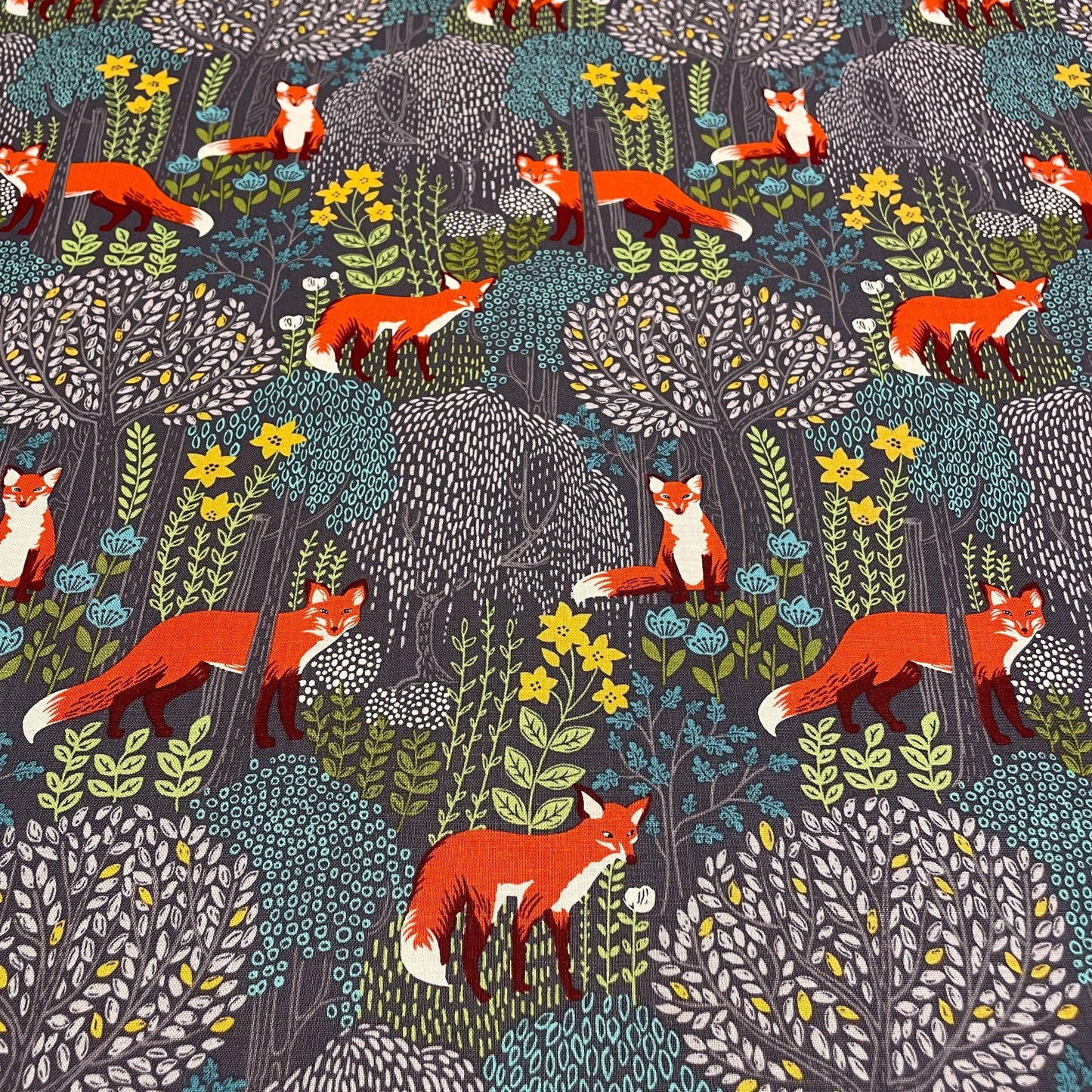 Fox Fabric - Into the Woods GRAY - 100% Cotton - Michael Miller