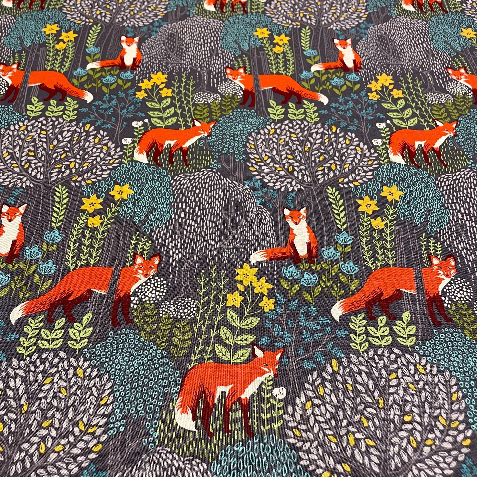 Fox Fabric - Into the Woods GRAY - 100% Cotton - Michael Miller