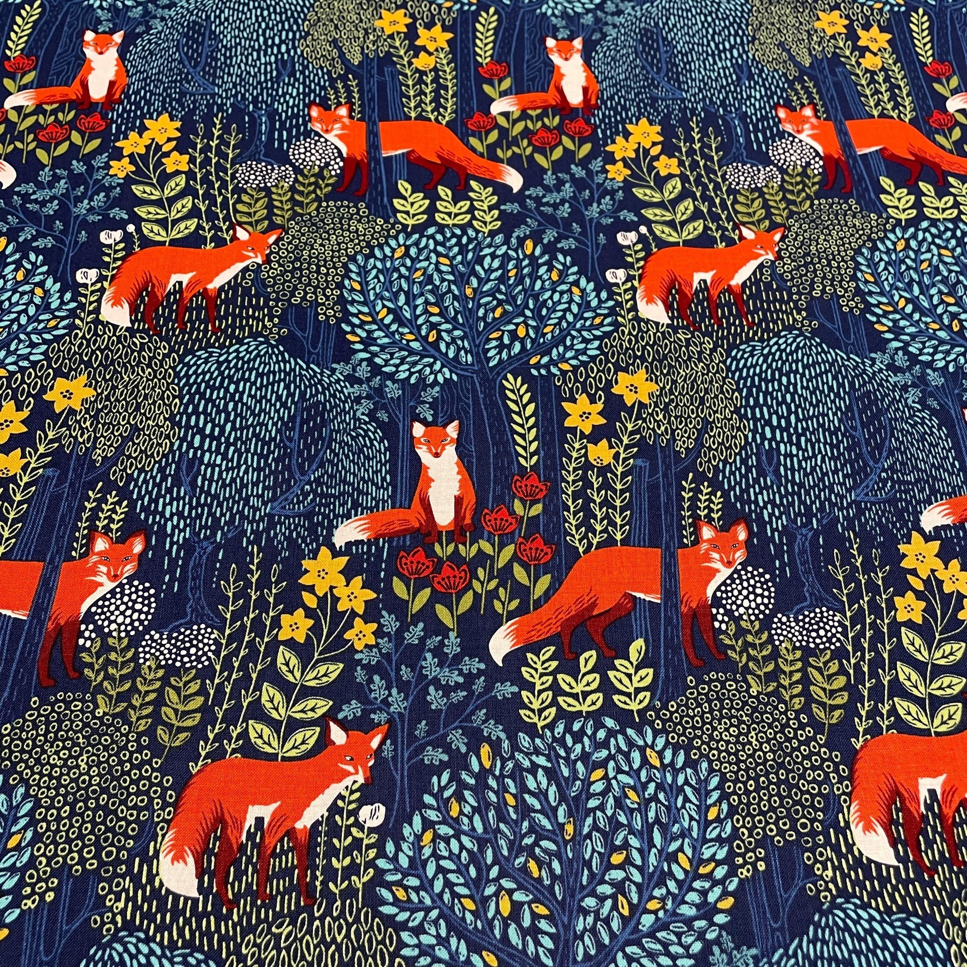 Fox Fabric - Into the Woods BLUE - 100% Cotton - Michael Miller
