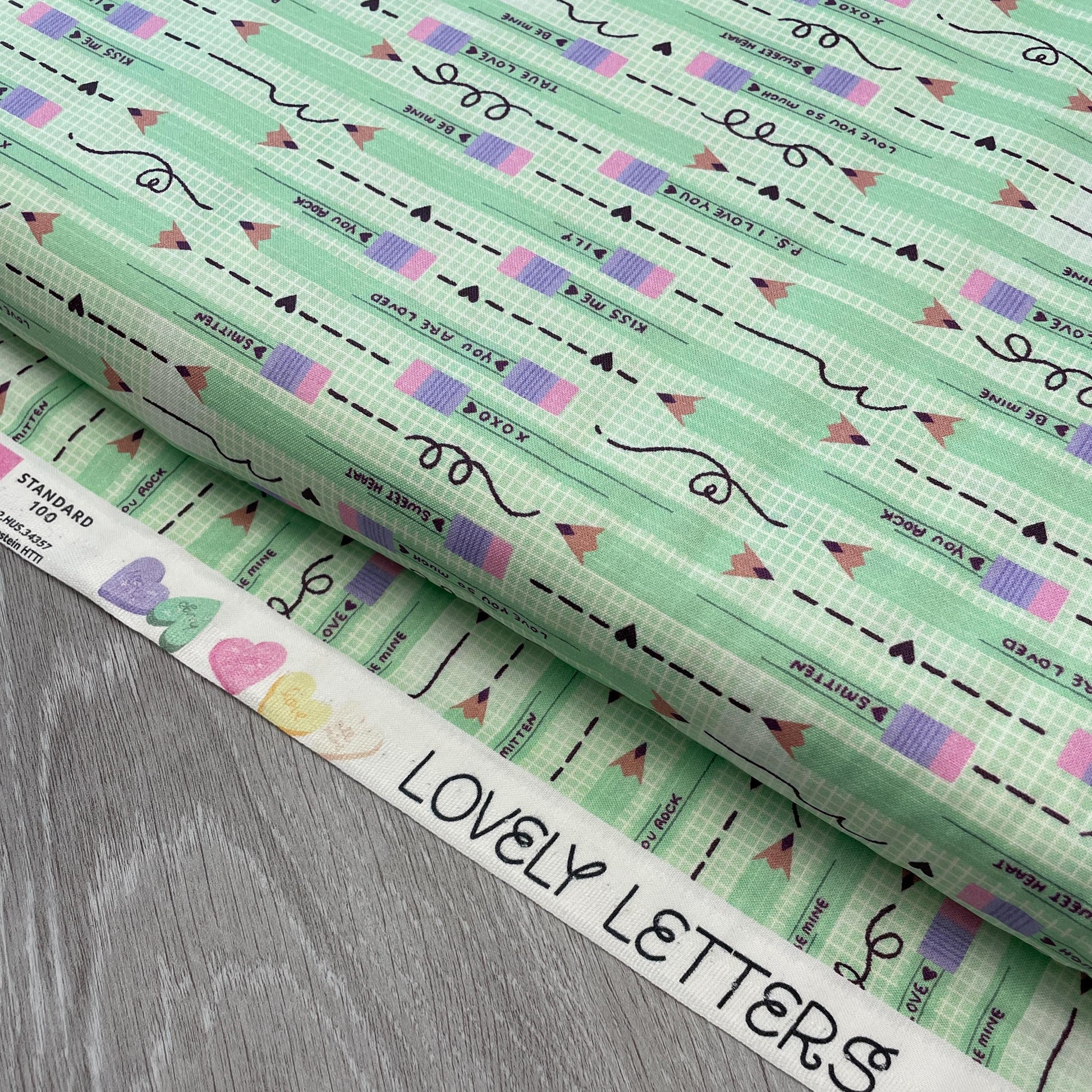 Pencil You in Green - Valentine's Day Fabric - 100% Cotton - Paintbrush Studio Fabrics