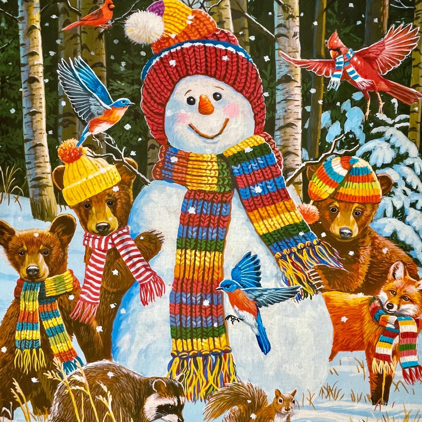 Visiting the Snowman Panel 35.5" x 44" - 100% Cotton - Digitally Printed - AL-5606-2C-1