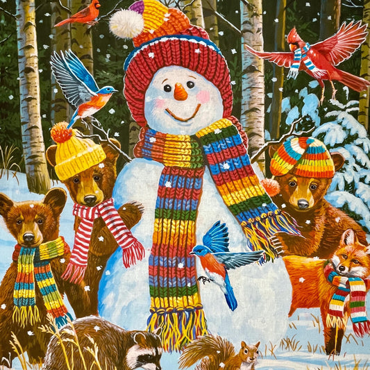 Visiting the Snowman Panel 35.5" x 44" - 100% Cotton - Digitally Printed - AL-5606-2C-1