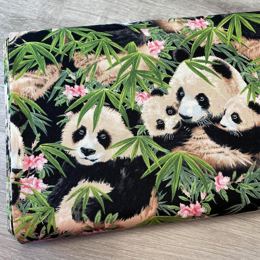 Panda Bear Fabric - 1230-BLACK
