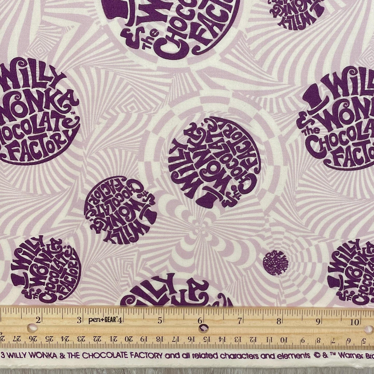 Willy Wonka Fabric - Lilac Logo