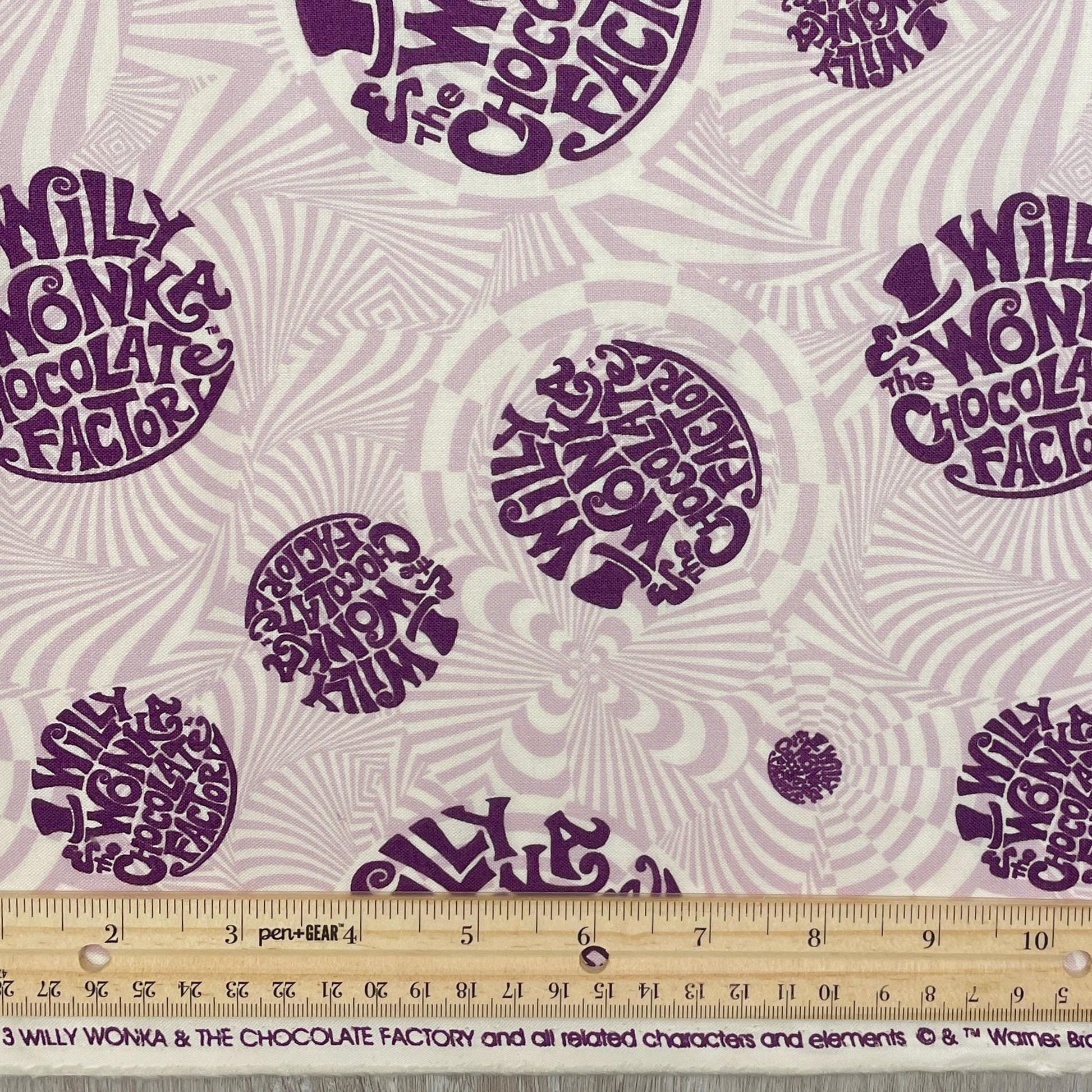 Willy Wonka Fabric - Lilac Logo