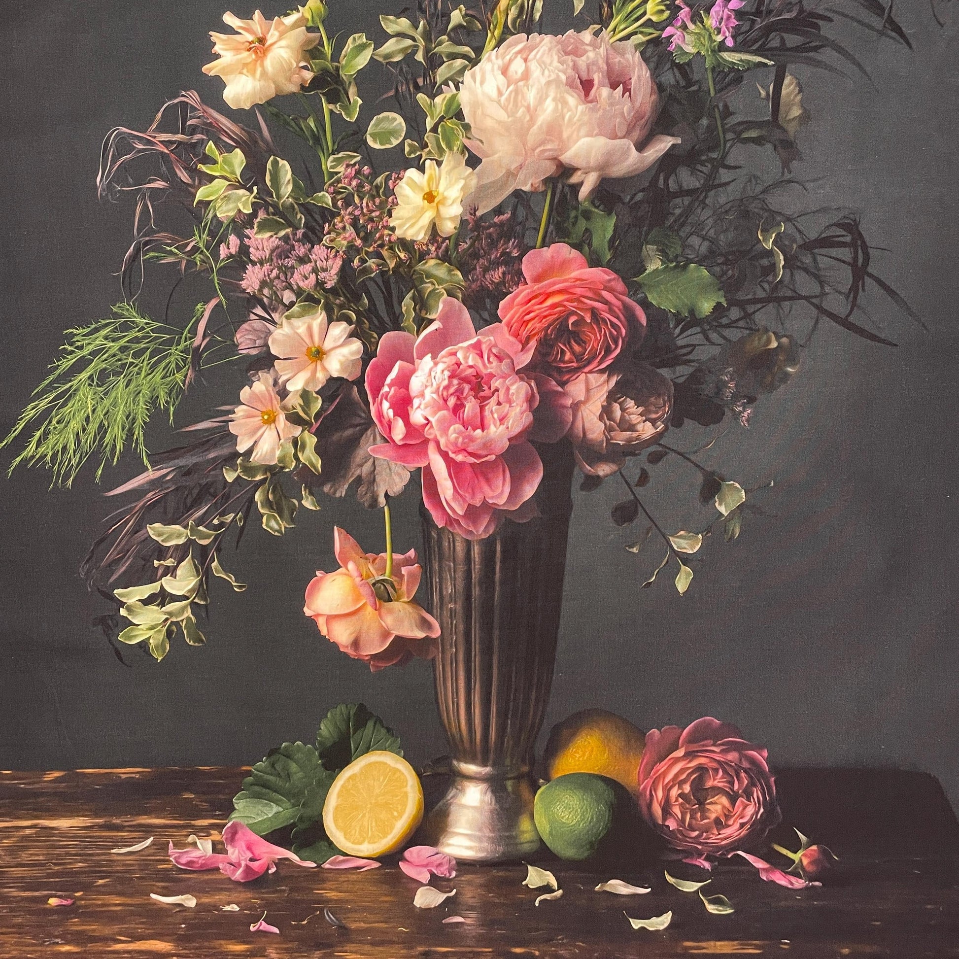 Floral Arrangement Panel - 43 x 24" - Tall Dark and Handsome - 100% cotton fabric - Digital print