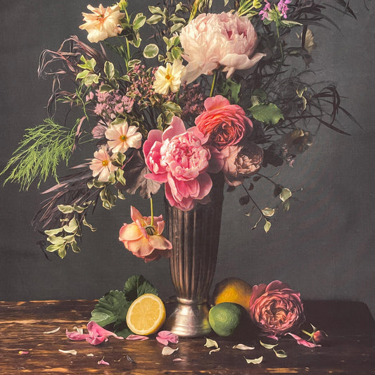 Floral Arrangement Panel - 43 x 24" - Tall Dark and Handsome - 100% cotton fabric - Digital print