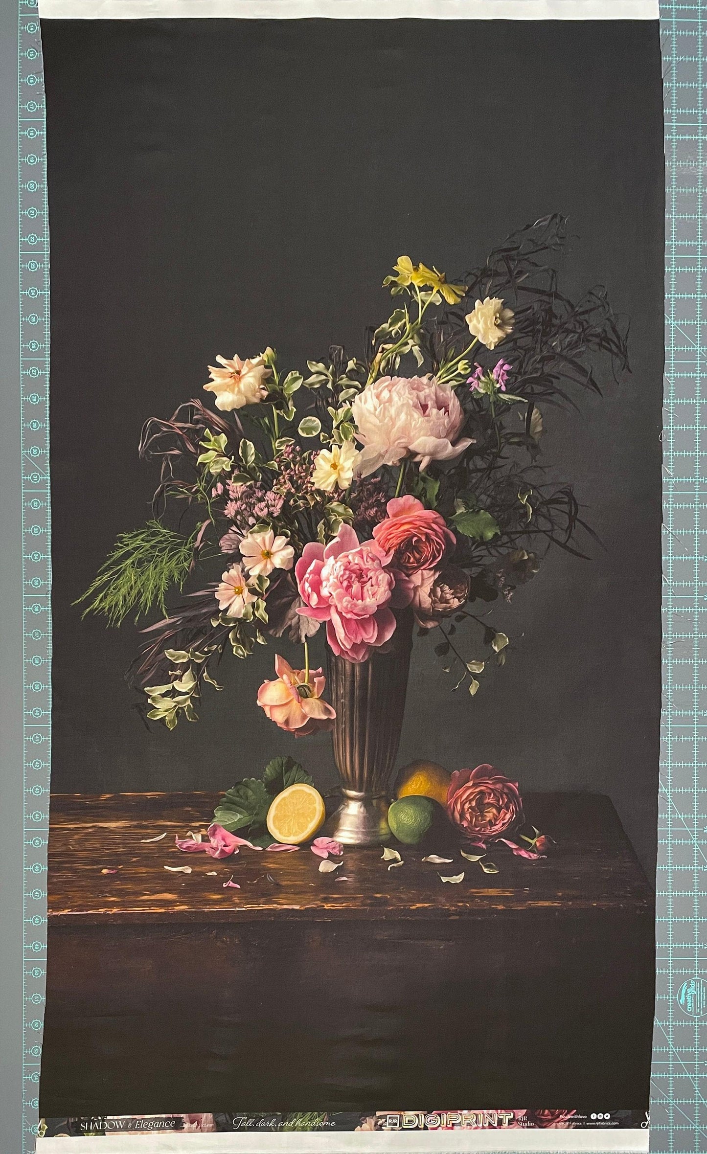 Floral Arrangement Panel - 43 x 24" - Tall Dark and Handsome - 100% cotton fabric - Digital print