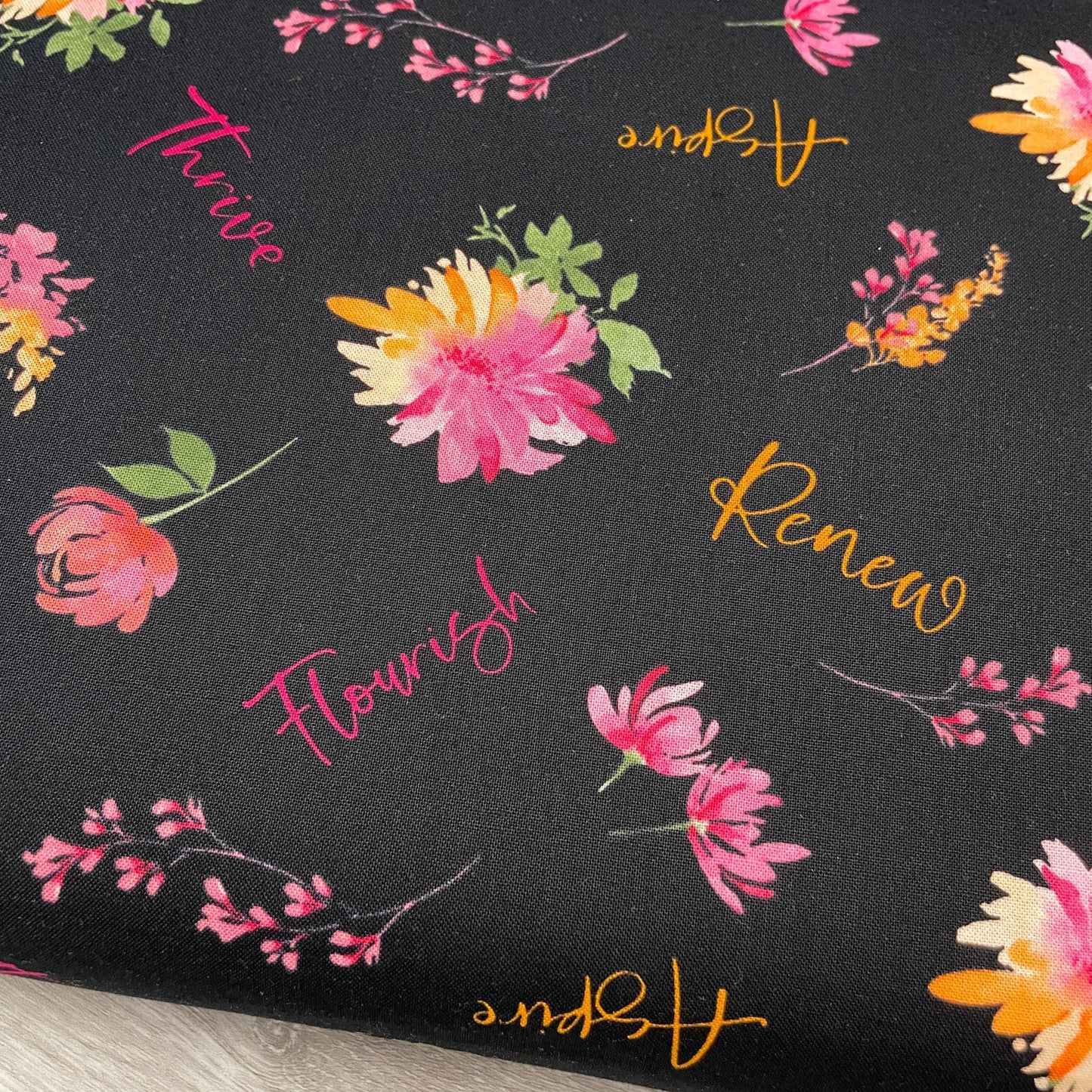 Black Word Toss - Wilmington Prints - 100% Cotton - Floral Party Collection