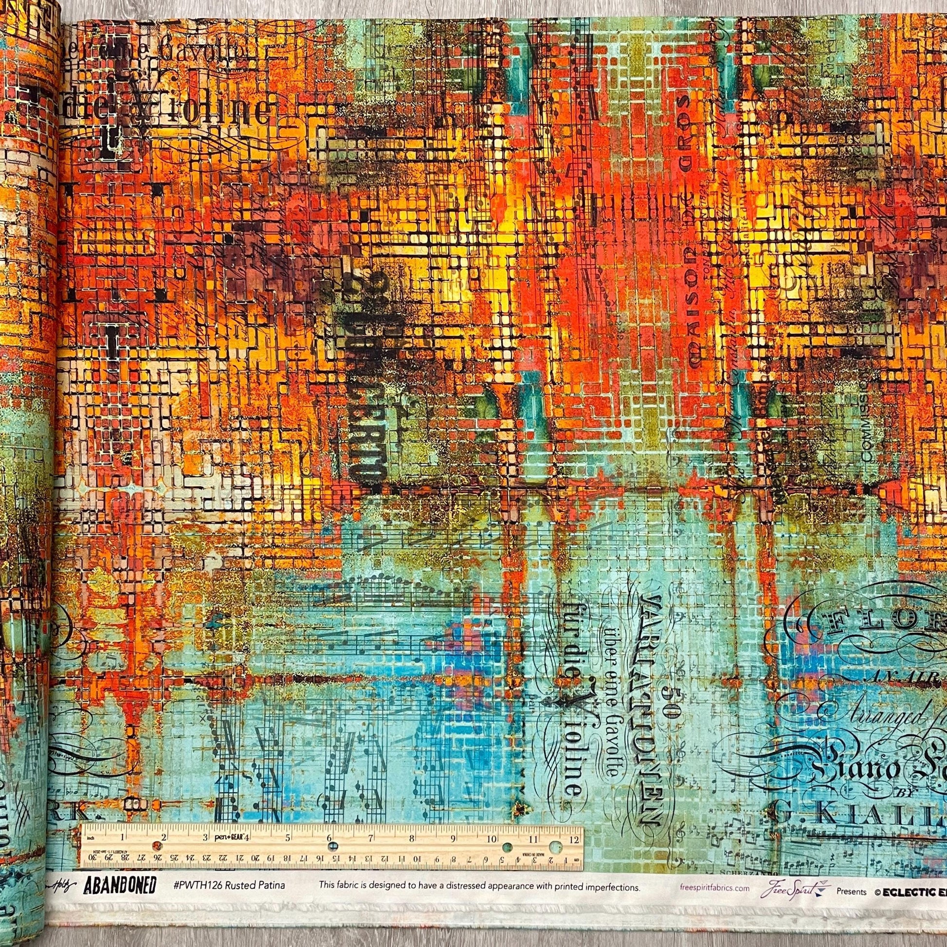 Tim Holtz Rusted Patina - 100% Cotton Fabric - FreeSpirit - Eclectic Elements - Abandoned Collection
