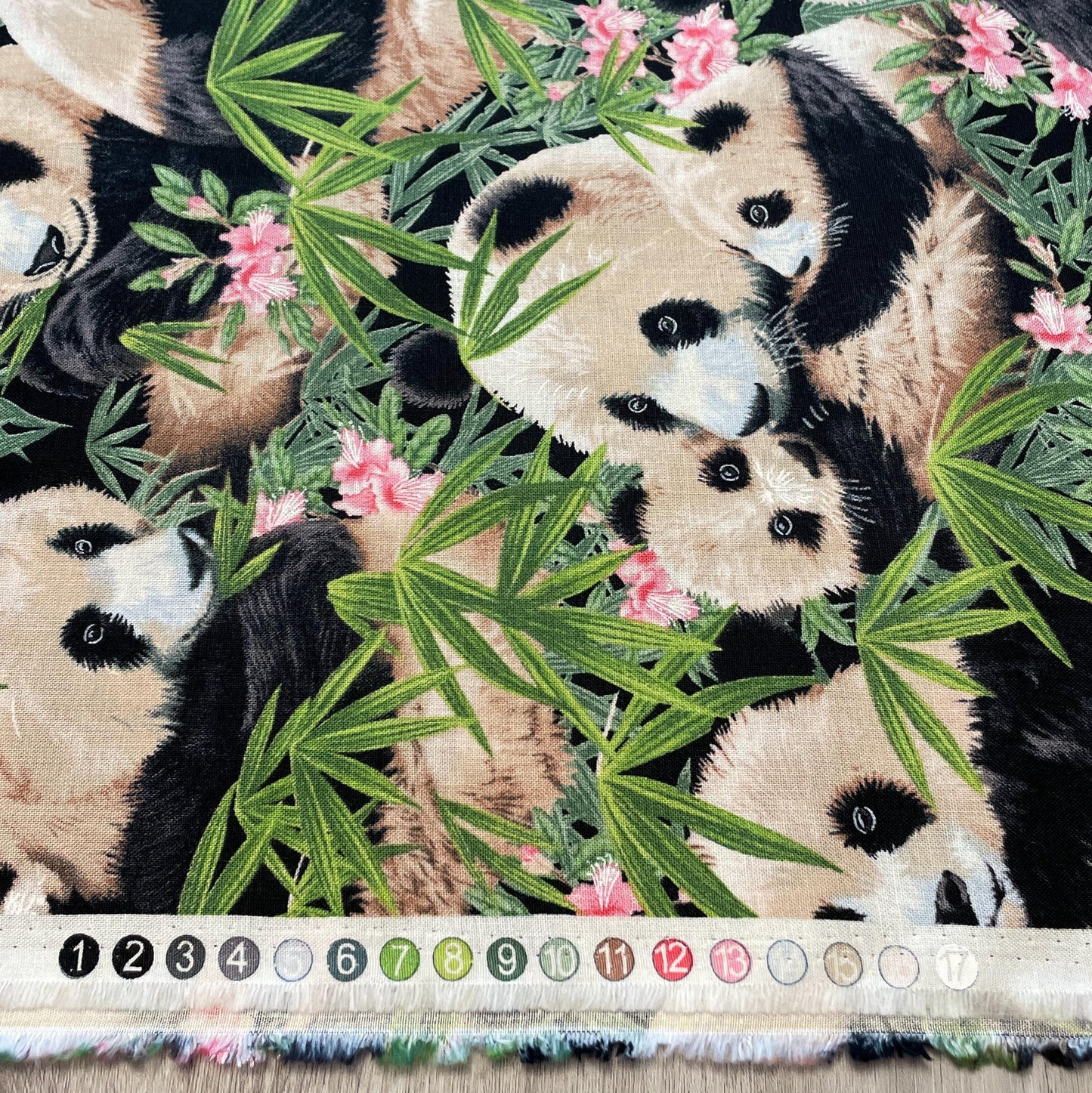 Panda Bear Fabric - 1230-BLACK