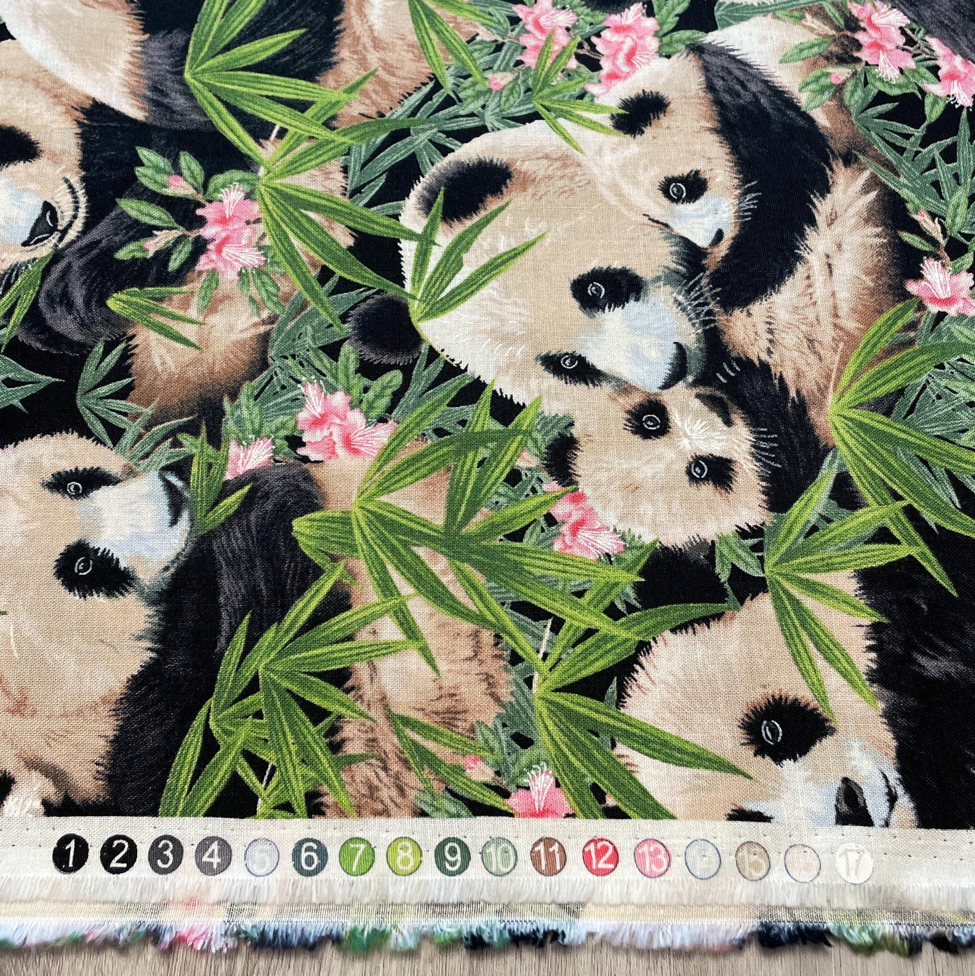 Panda Bear Fabric - 1230-BLACK