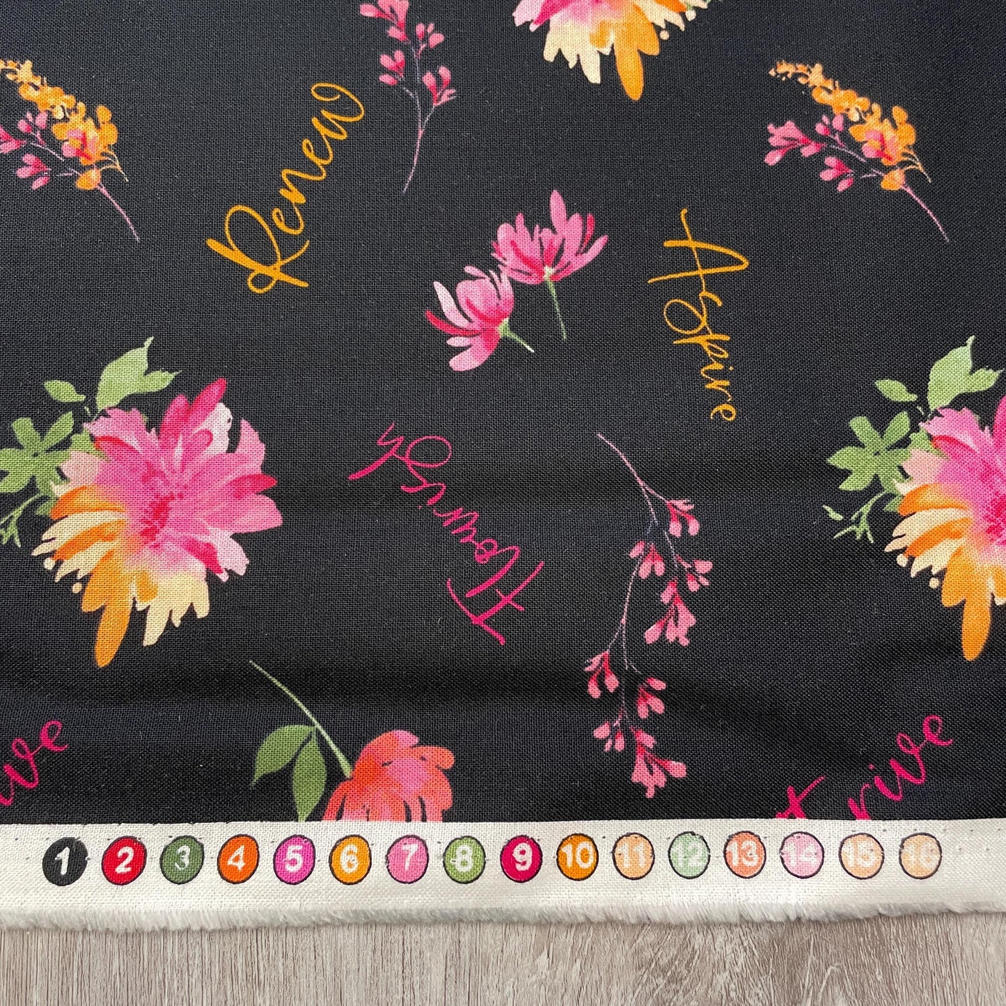 Black Word Toss - Wilmington Prints - 100% Cotton - Floral Party Collection