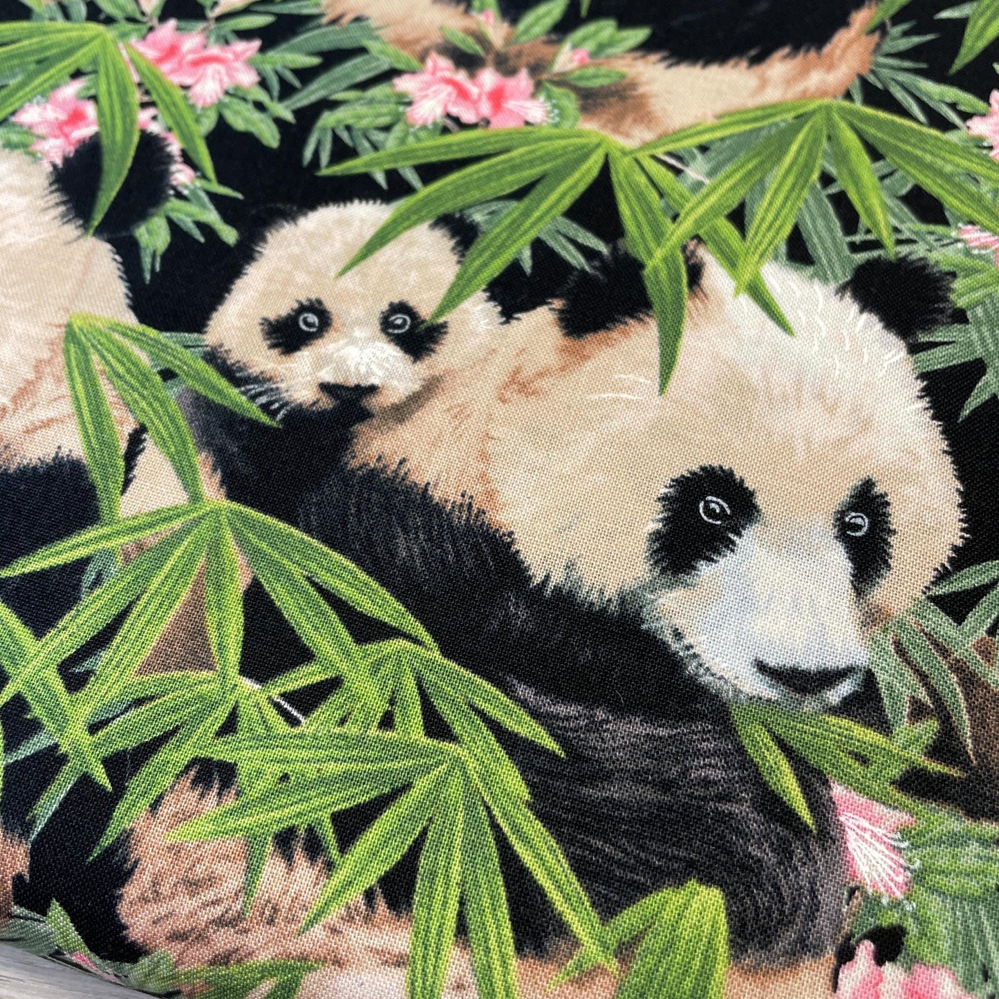 Panda Bear Fabric - 1230-BLACK