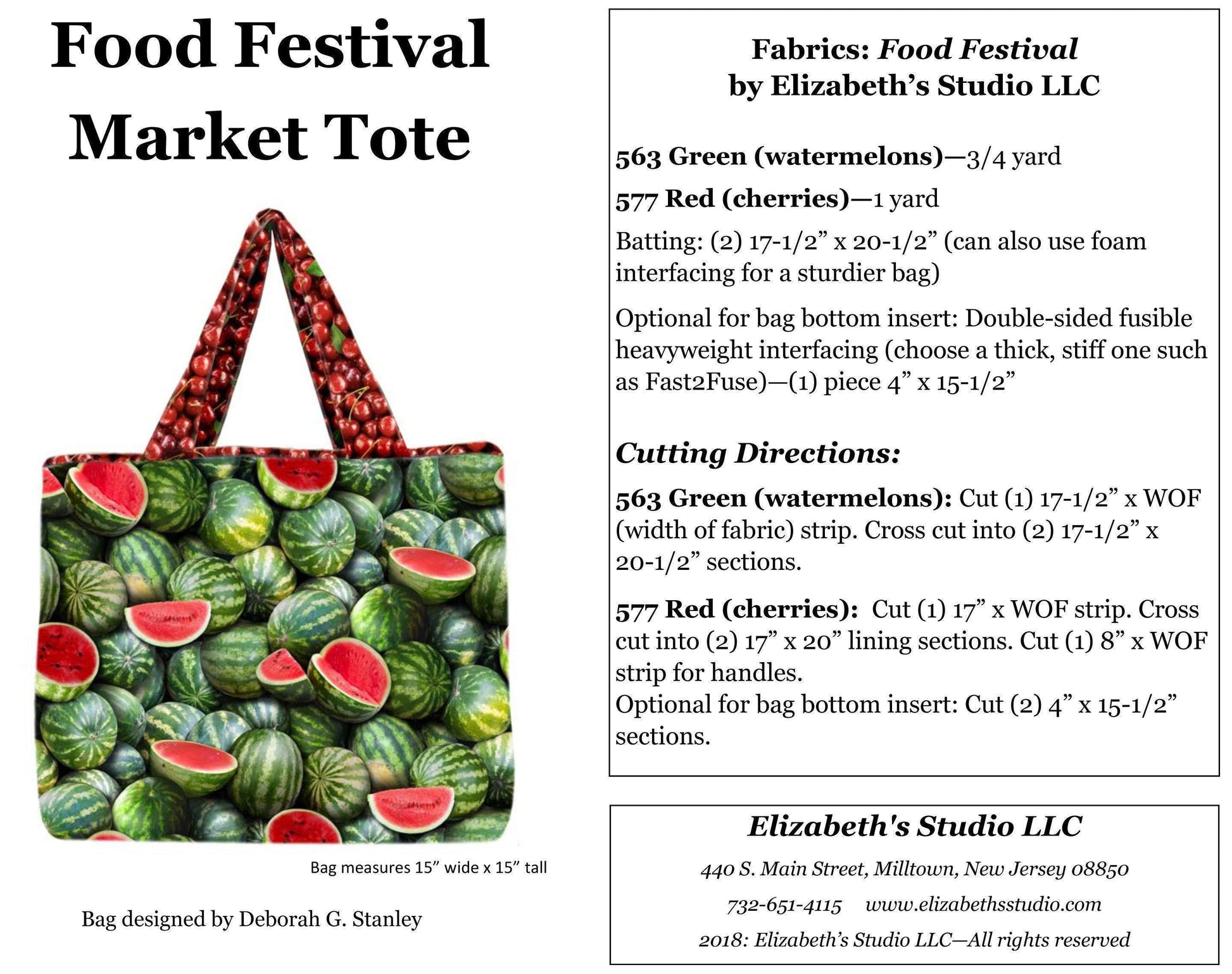 Watermelon Fabric - Food Festival collection - Elizabeth&#39;s Studio - 100% Cotton - Fruit Material Food Theme Picnic July 4th - Ships NEXT DAY