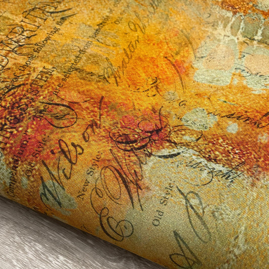 Tim Holtz Writing Specimen - Sienna - 100% Cotton Fabric - FreeSpirit - Eclectic Elements - Abandoned Collection