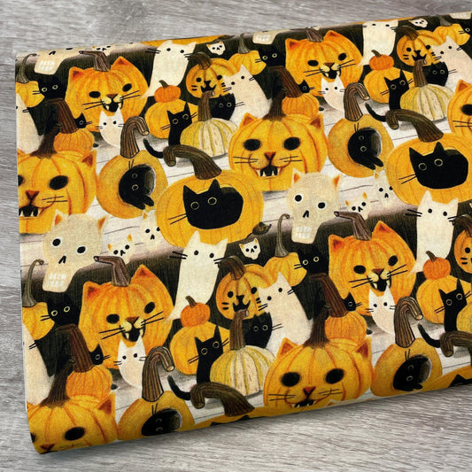 Meowloween - Dear Stella - Black Cat Fabric - 100% Cotton