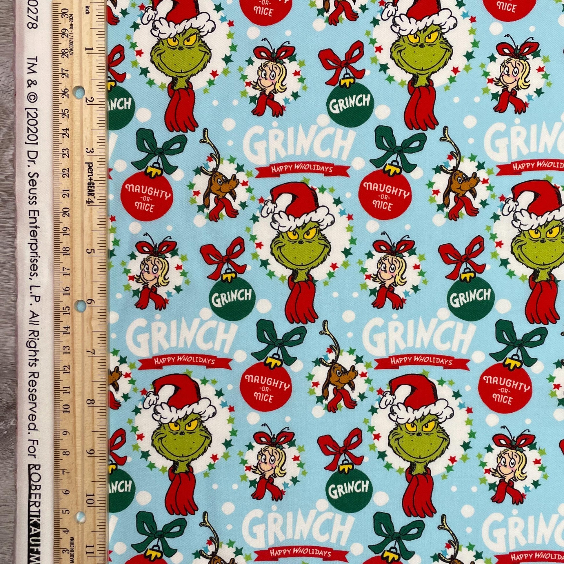 Grinch Fabric - Naughty or Nice - How the Grinch Stole Christmas