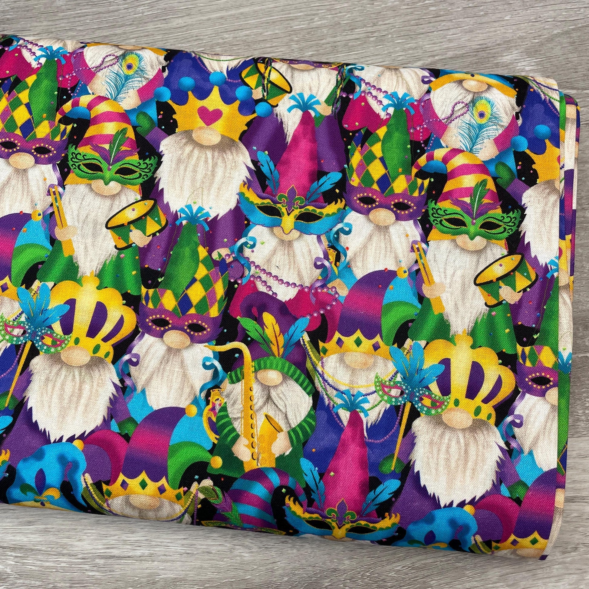 Mardi Gras Gnomes Fabric - Timeless Treasures - 100% cotton - Mardi Gras Parade Collection - Carnival French Quarter New Orleans